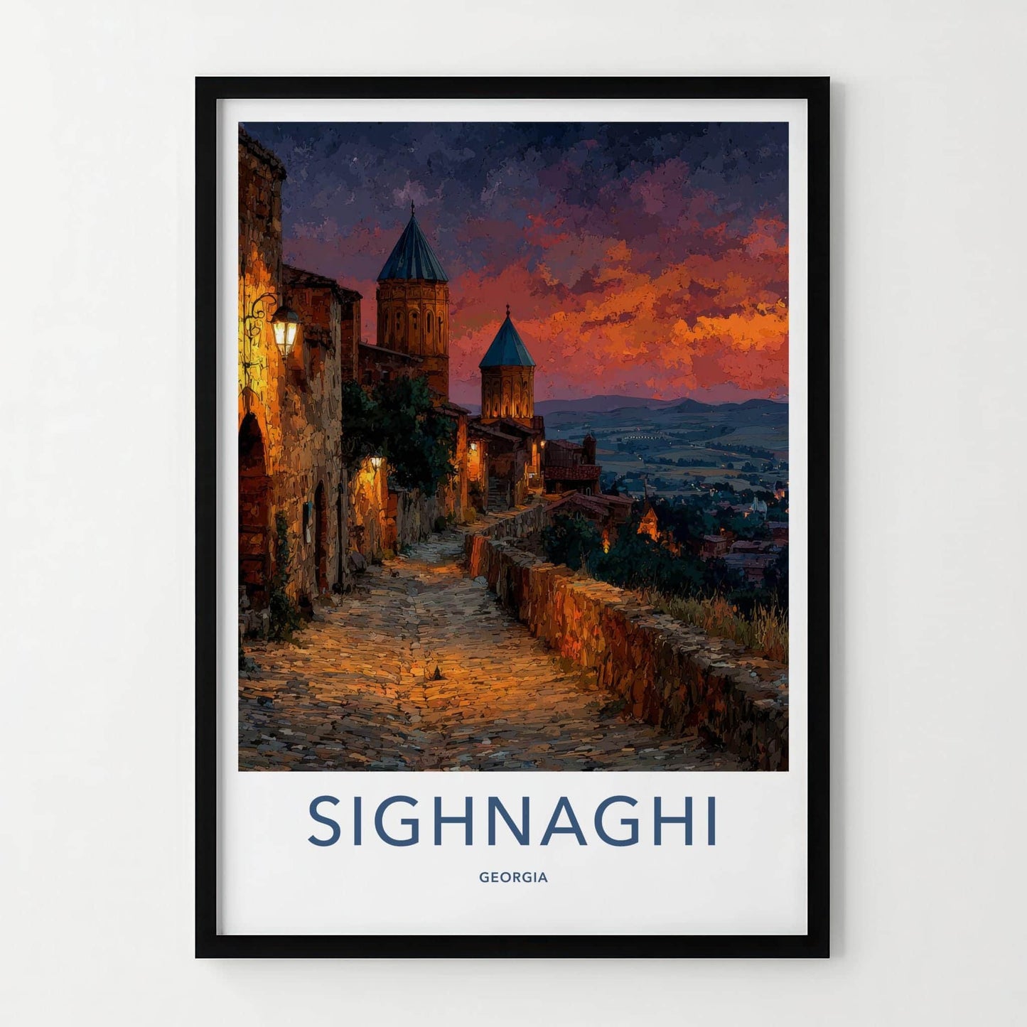 SIGHNAGHI Poster - Georgia Wall Art - Historic Town Sunset Home Decor