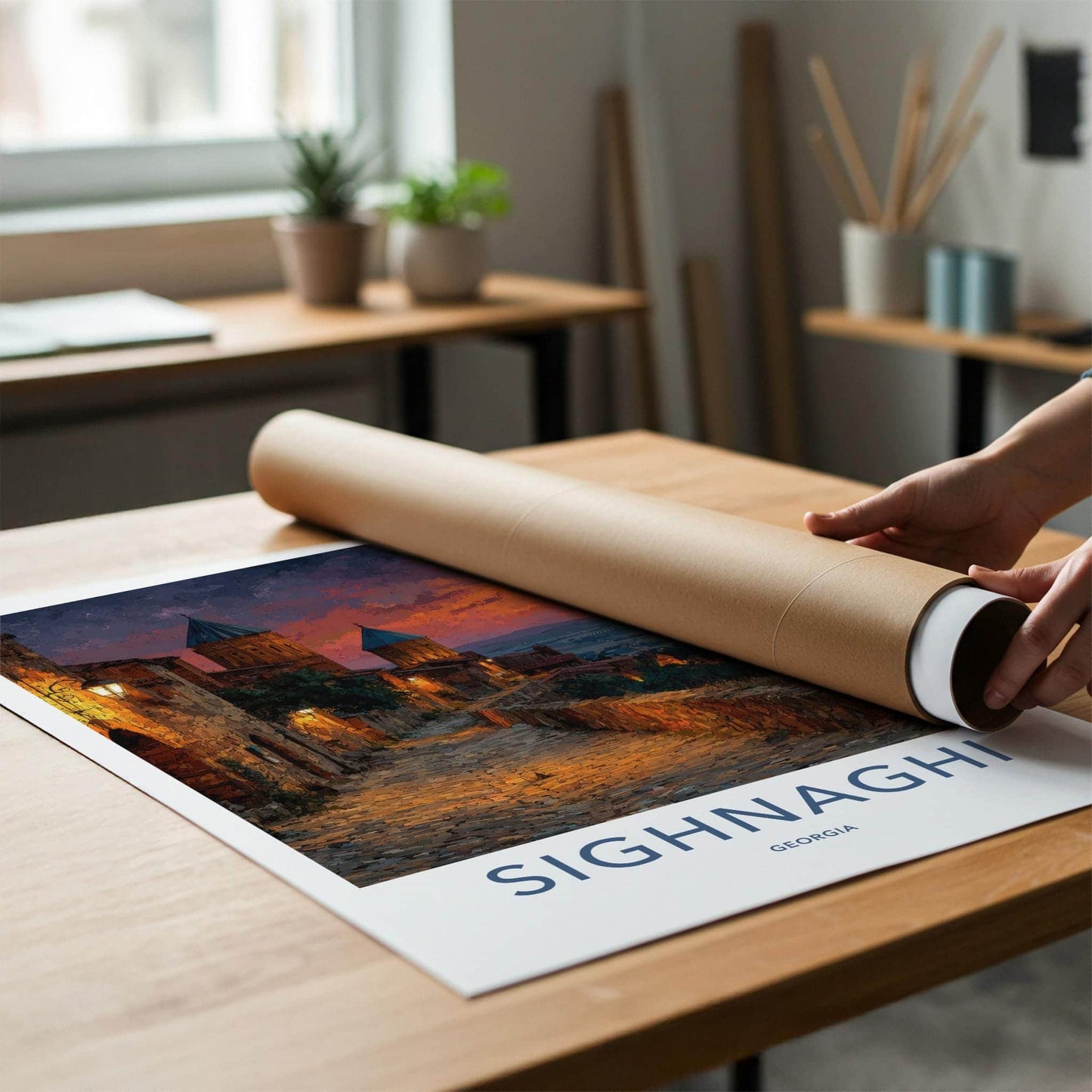 SIGHNAGHI Poster - Georgia Wall Art - Historic Town Sunset Home Decor