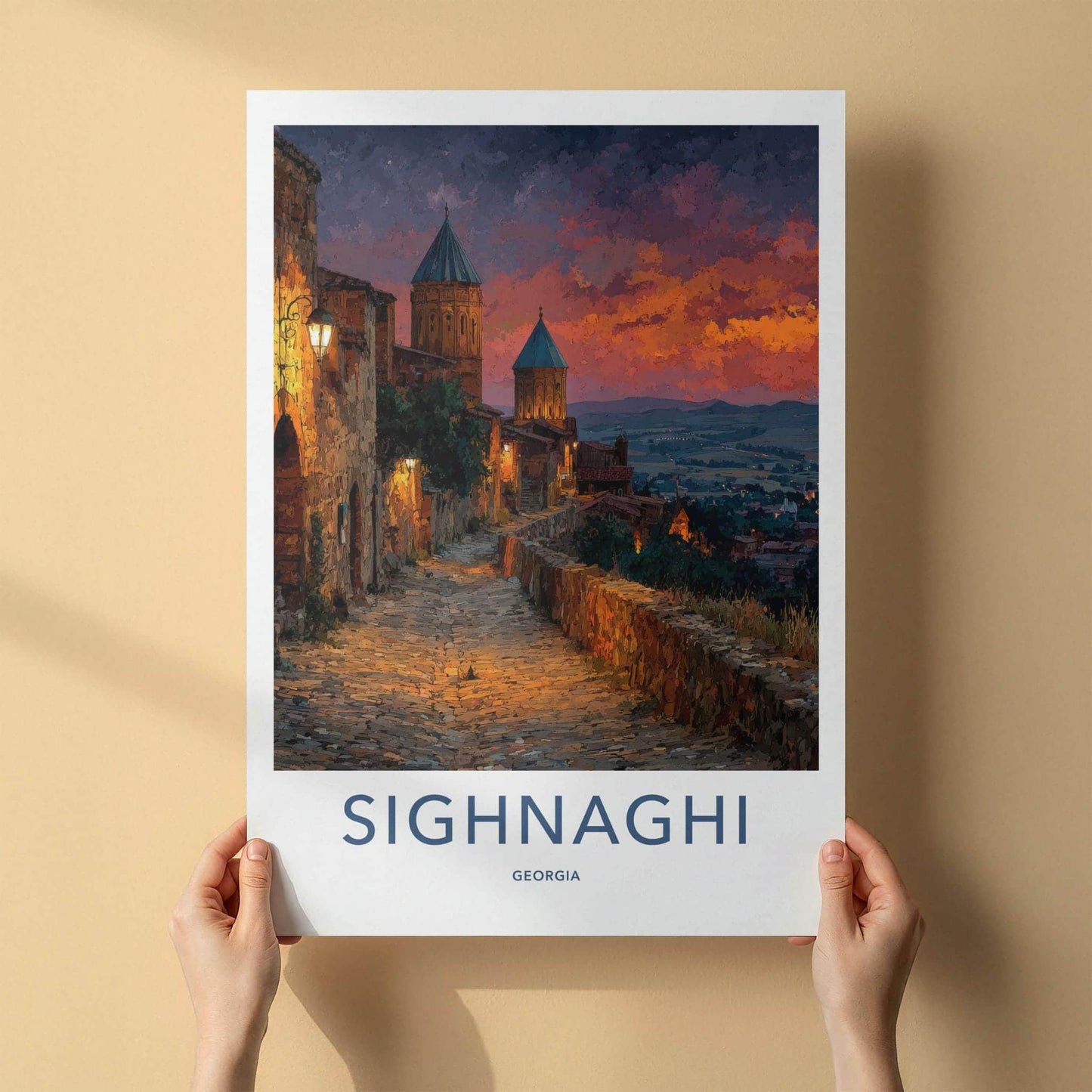 SIGHNAGHI Poster - Georgia Wall Art - Historic Town Sunset Home Decor