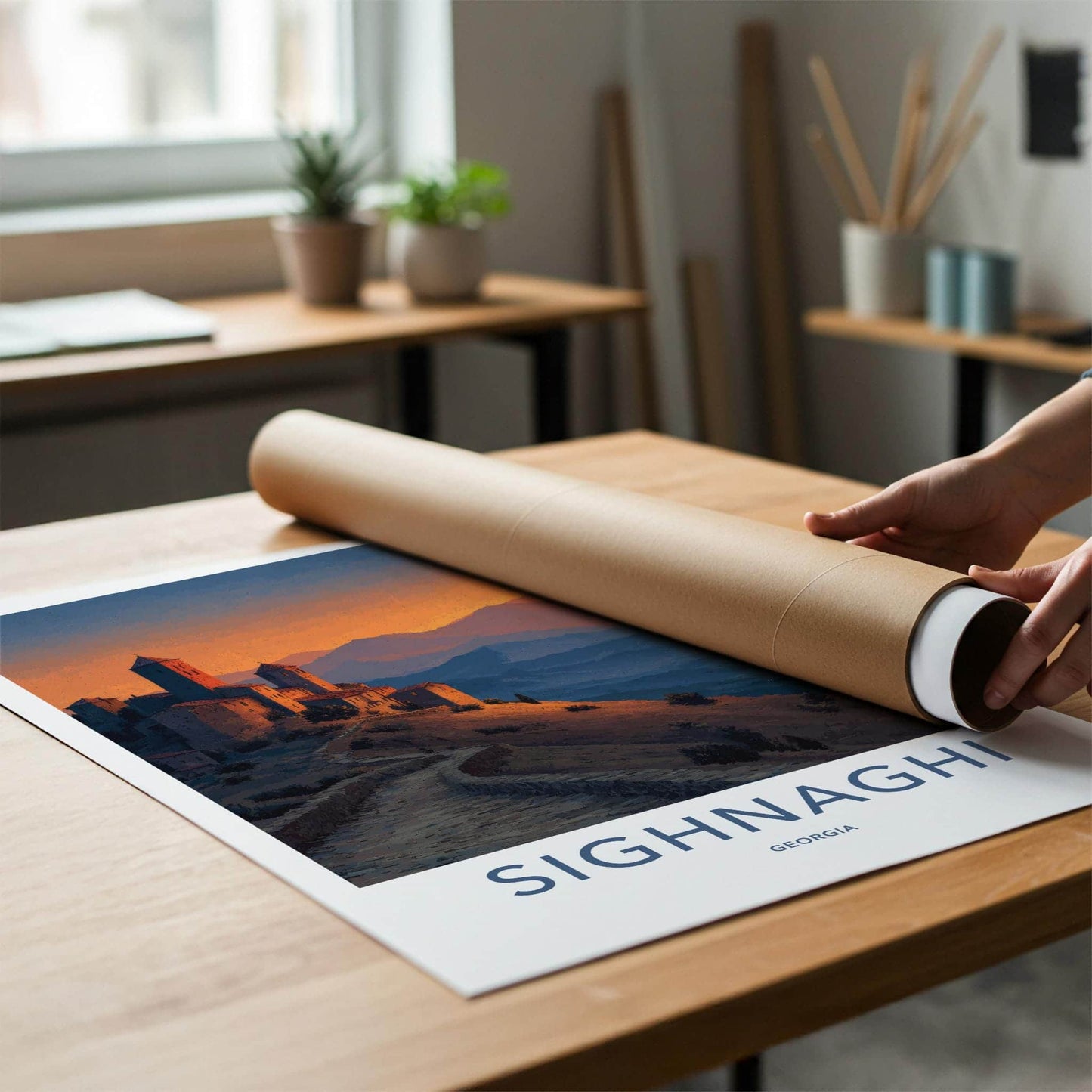 Sighnaghi Poster - Georgia Wall Art - Mountain Sunset Fortress Home Decor
