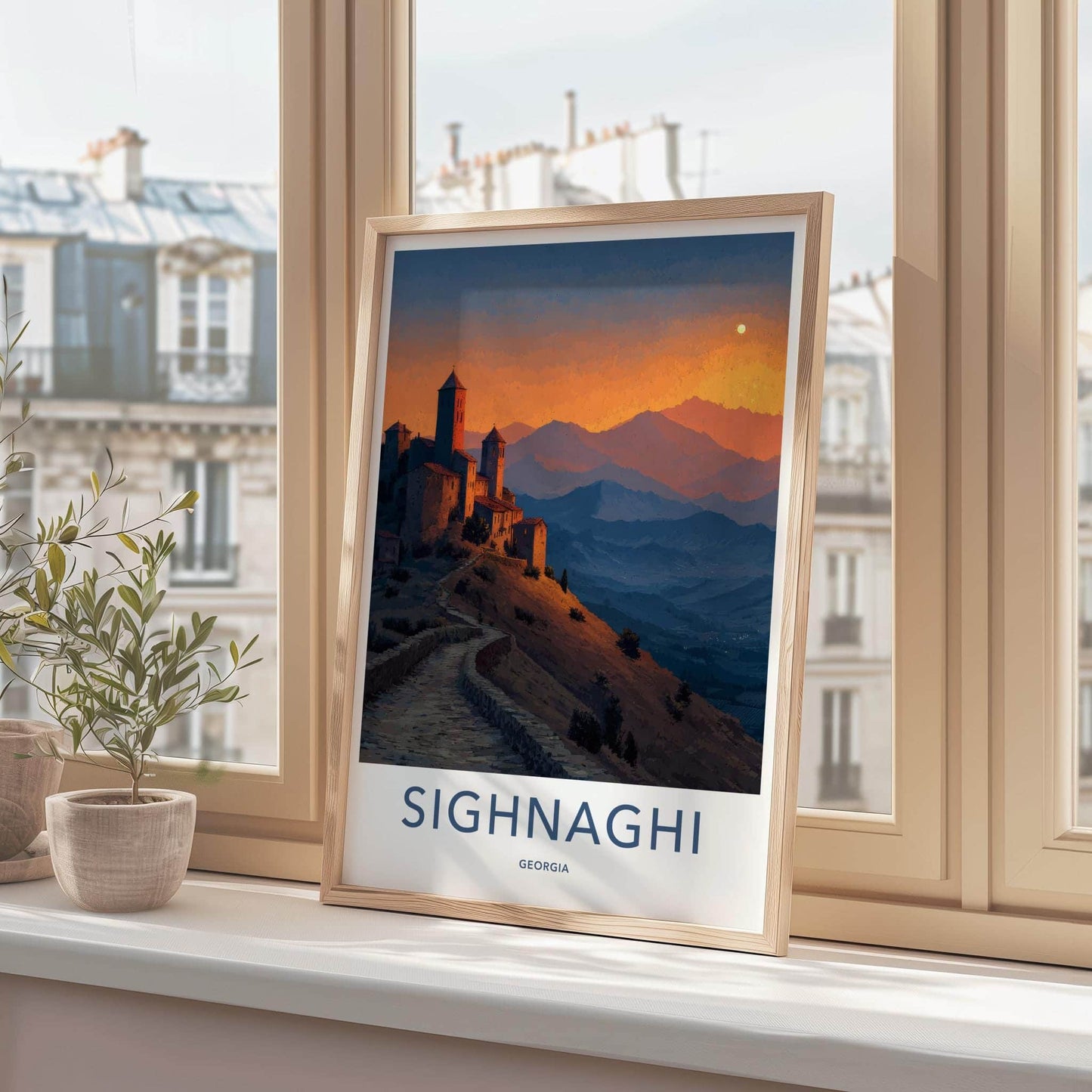 Sighnaghi Poster - Georgia Wall Art - Mountain Sunset Fortress Home Decor