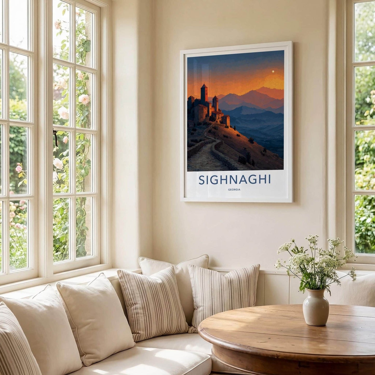 Sighnaghi Poster - Georgia Wall Art - Mountain Sunset Fortress Home Decor