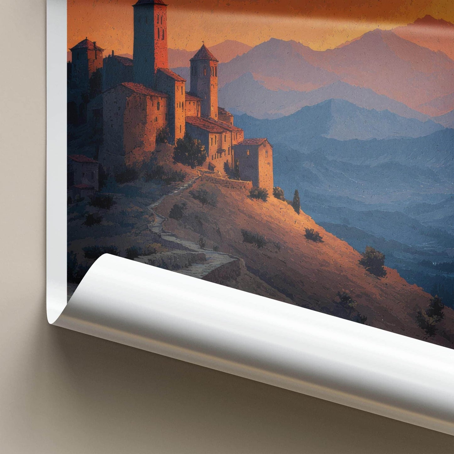 Sighnaghi Poster - Georgia Wall Art - Mountain Sunset Fortress Home Decor