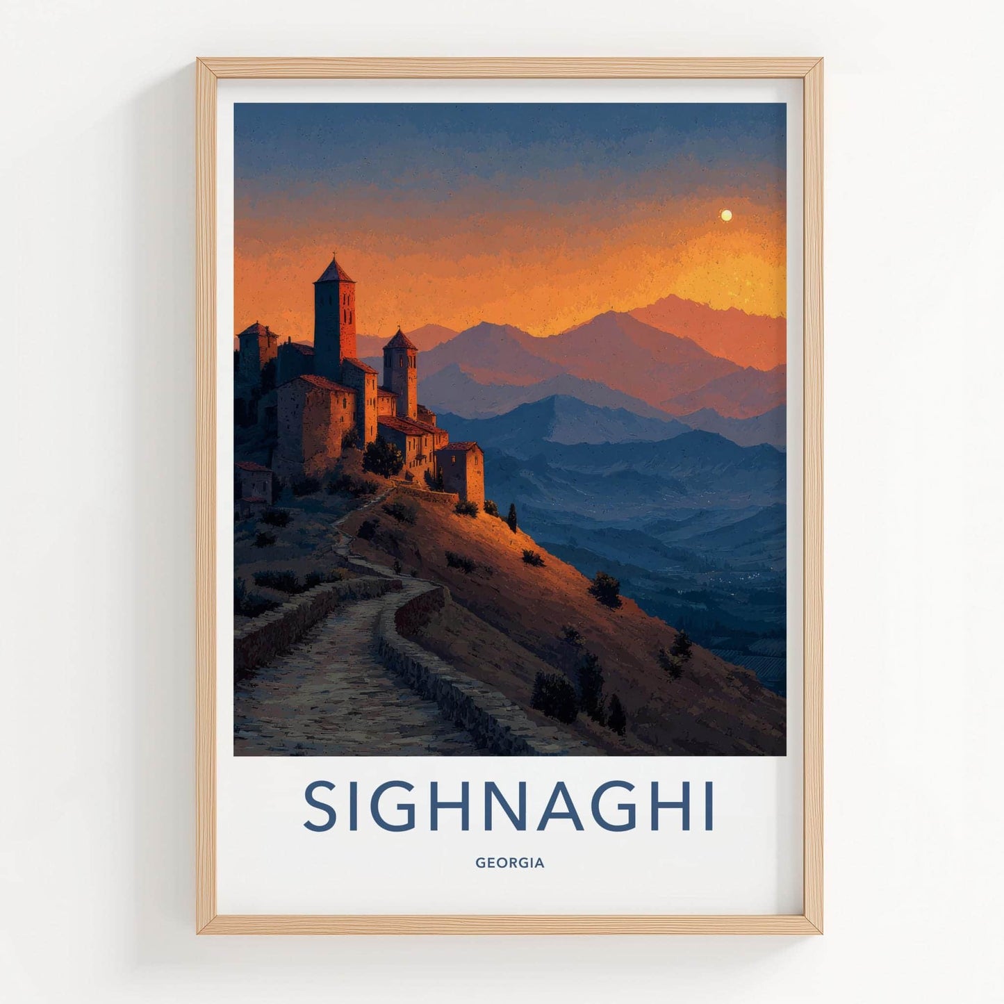Sighnaghi Poster - Georgia Wall Art - Mountain Sunset Fortress Home Decor