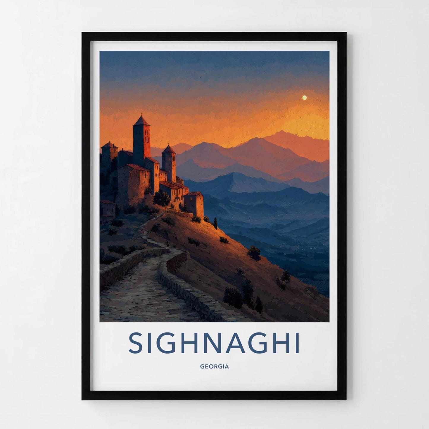 Sighnaghi Poster - Georgia Wall Art - Mountain Sunset Fortress Home Decor
