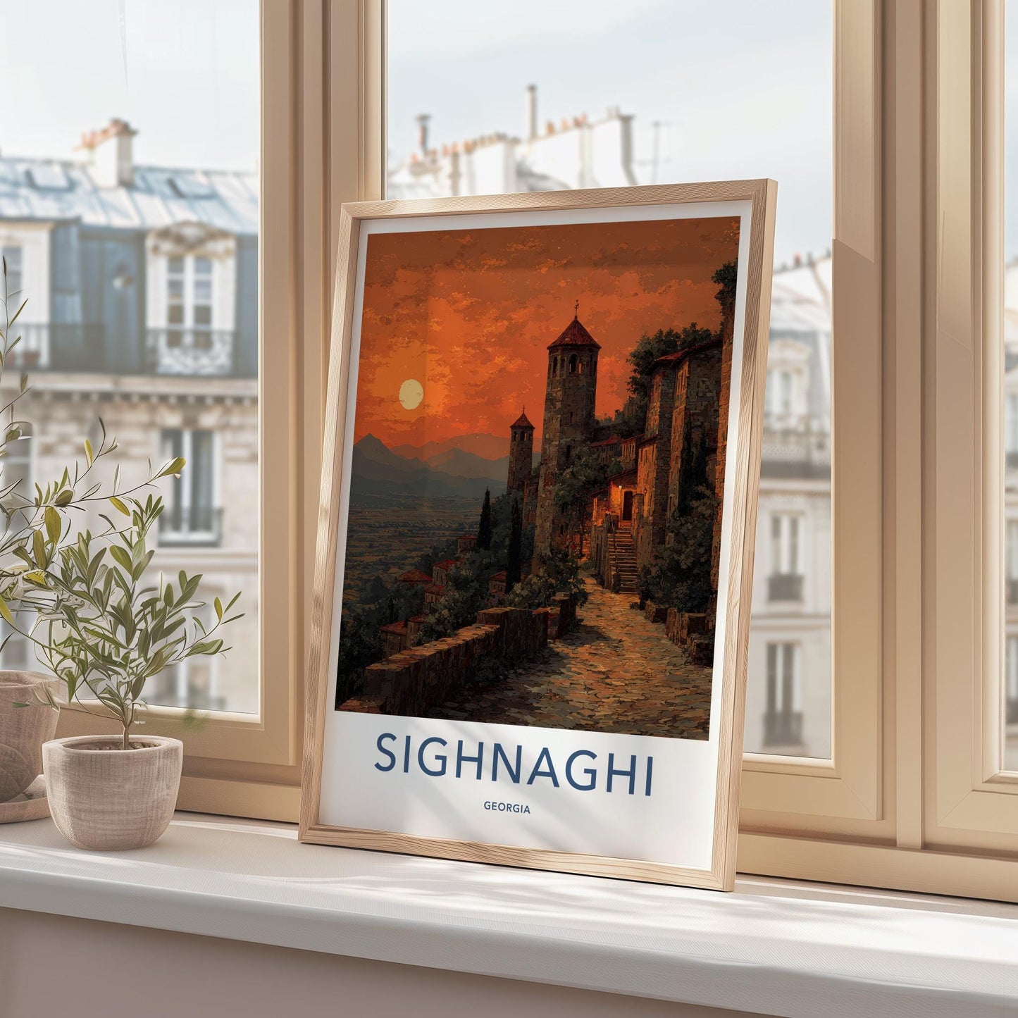 Sighnaghi Poster - Georgia Wall Art - Sunset Fortified City Home Decor