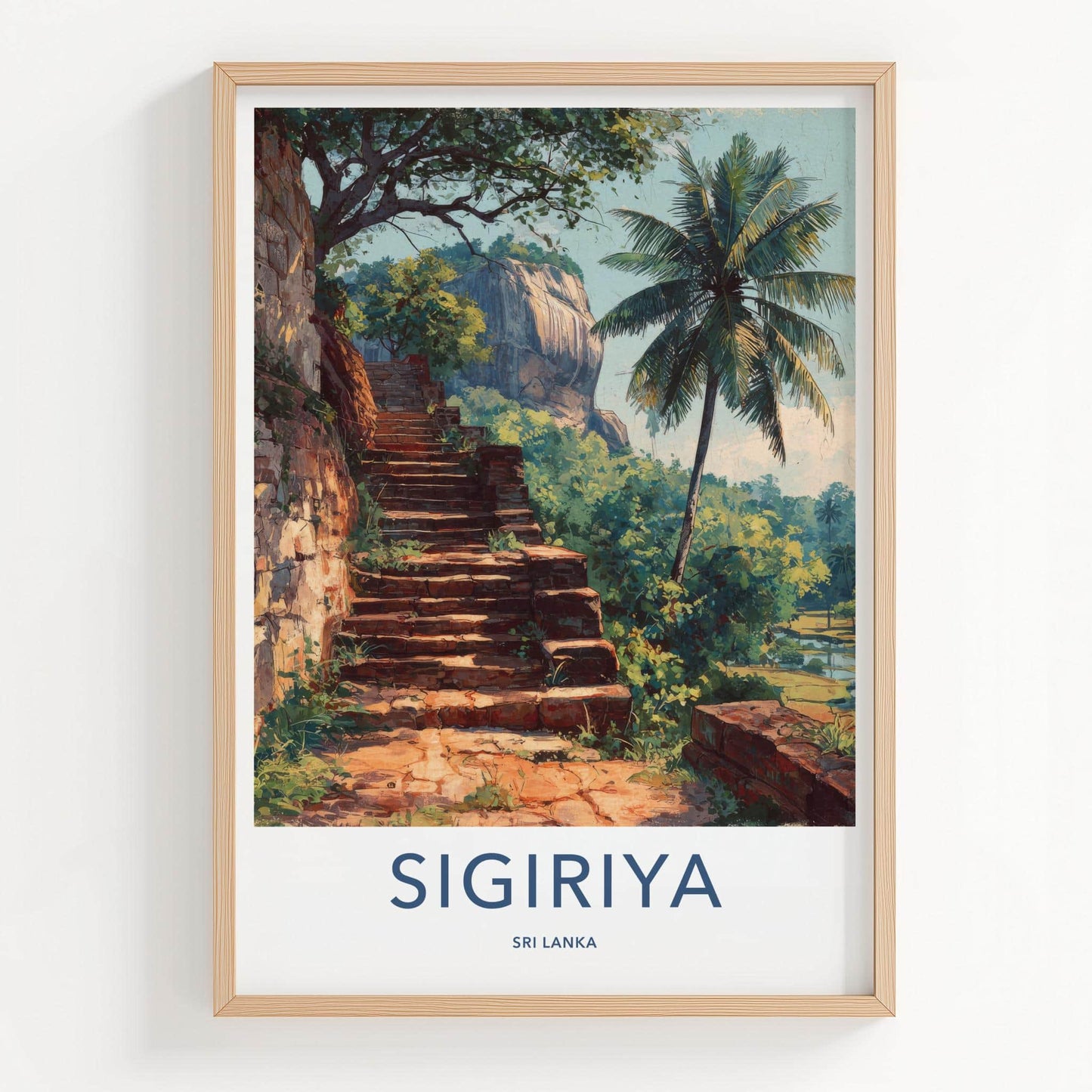 Sigiriya Poster - Sri Lanka Travel Art - Ancient Brick Stairs Home Decor