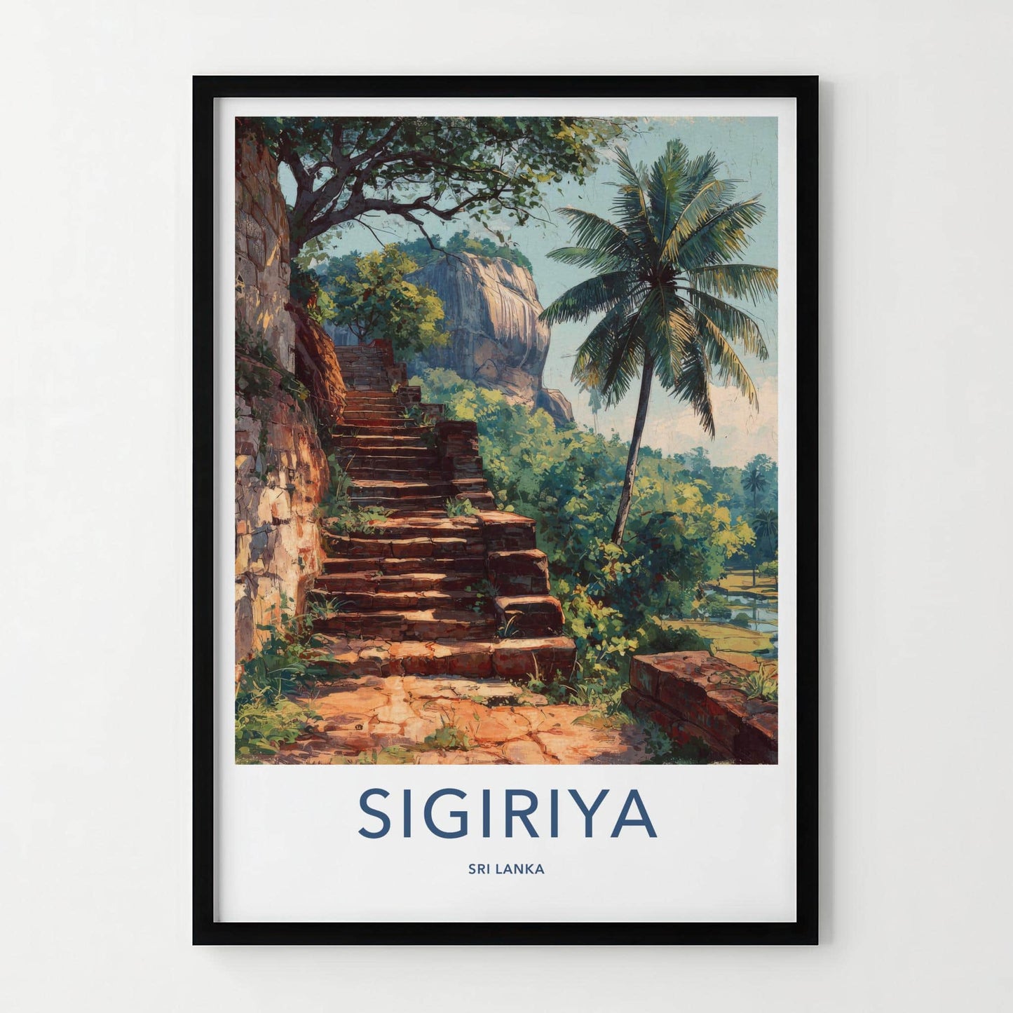 Sigiriya Poster - Sri Lanka Travel Art - Ancient Brick Stairs Home Decor