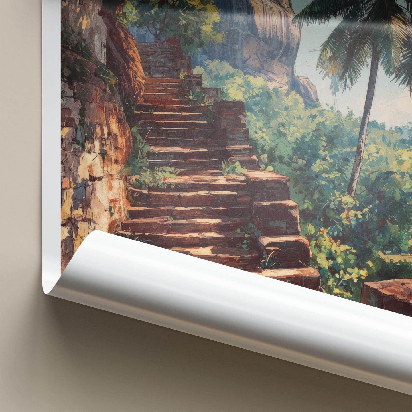 Sigiriya Poster - Sri Lanka Travel Art - Ancient Brick Stairs Home Decor