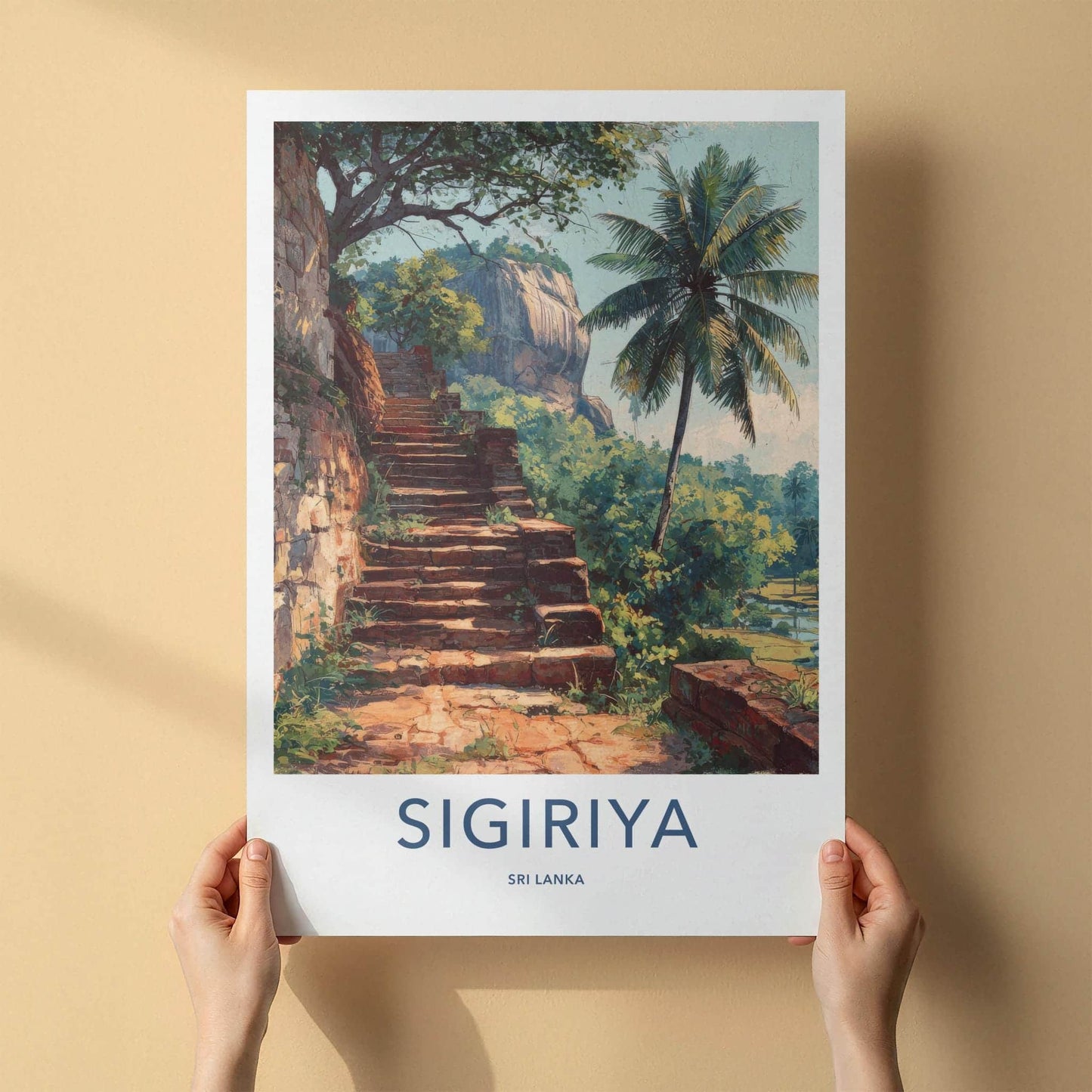 Sigiriya Poster - Sri Lanka Travel Art - Ancient Brick Stairs Home Decor
