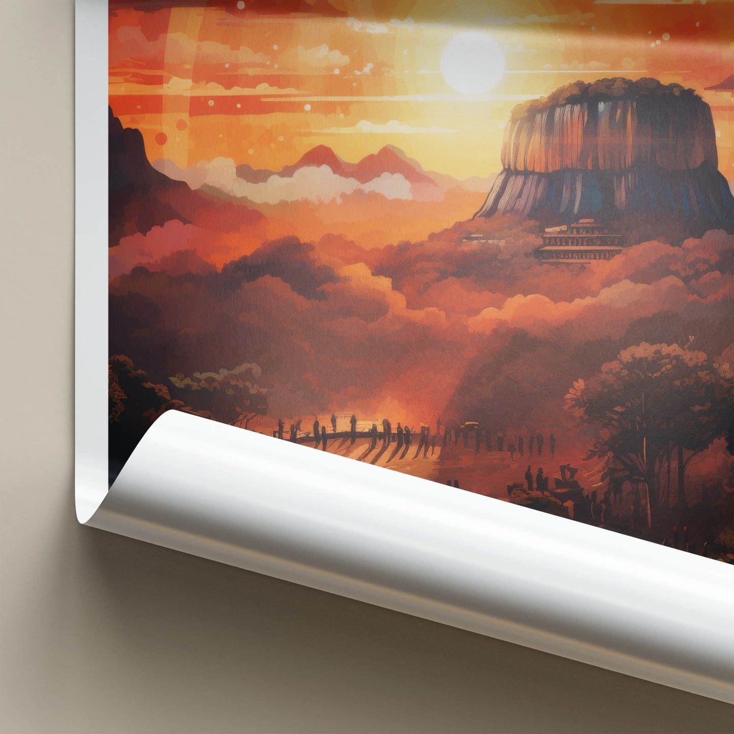Sigiriya Poster - Sri Lanka Travel Art - Ancient Citadel Sunset Home Decor