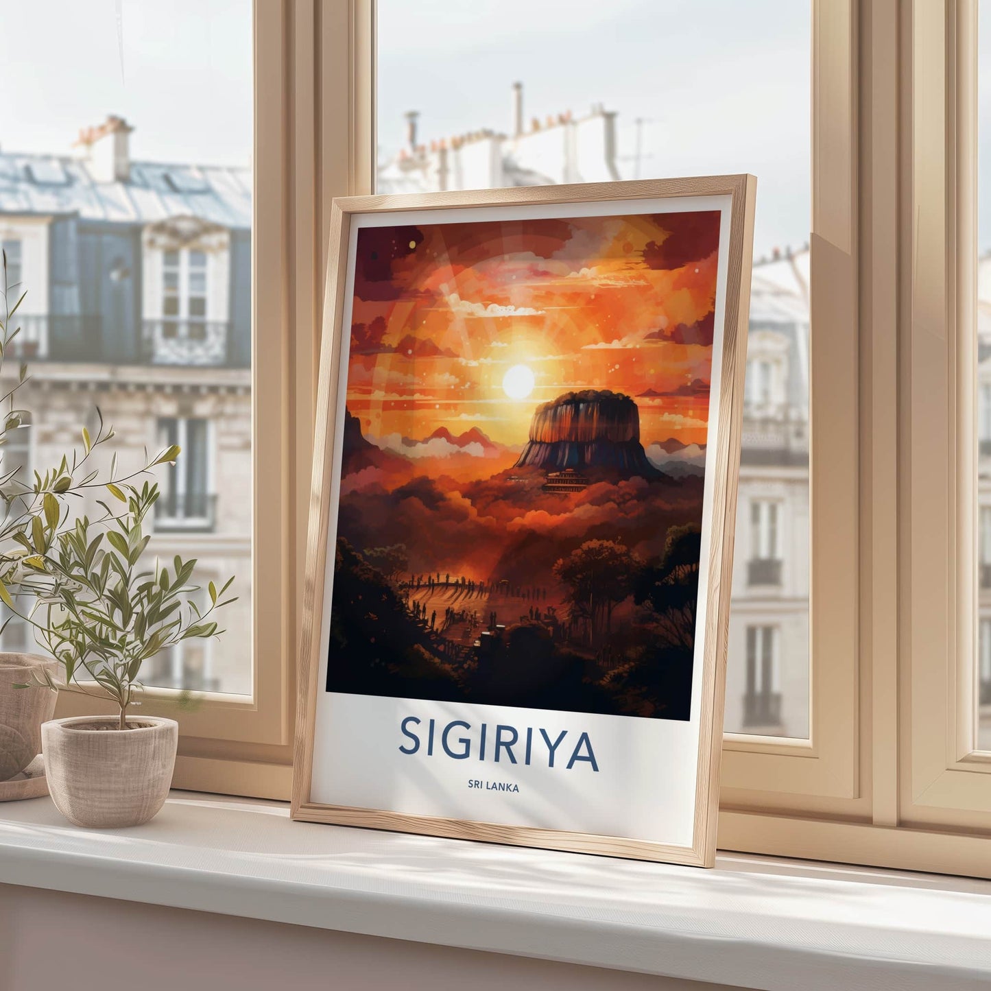 Sigiriya Poster - Sri Lanka Travel Art - Ancient Citadel Sunset Home Decor