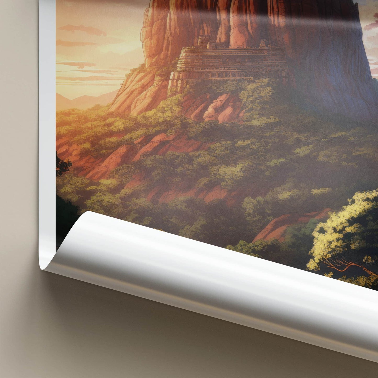 Sigiriya Poster - Sri Lanka Travel Art - Ancient Fortress Sunset Home Decor
