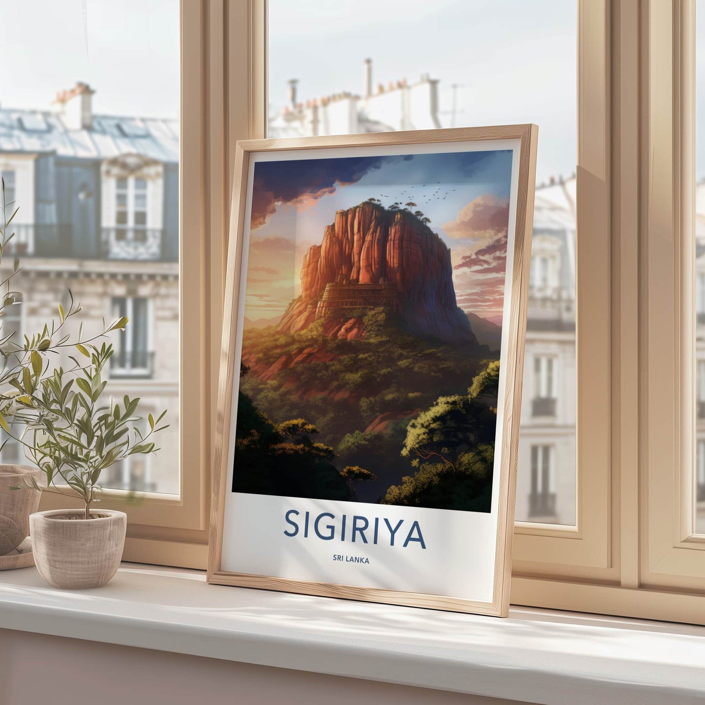 Sigiriya Poster - Sri Lanka Travel Art - Ancient Fortress Sunset Home Decor
