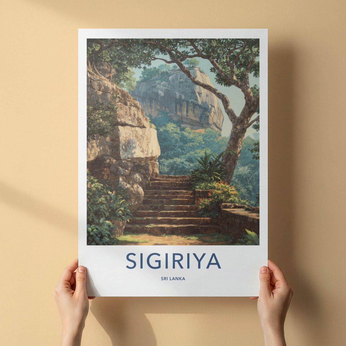Sigiriya Poster - Sri Lanka Travel Art - Ancient Rock Fortress Home Decor