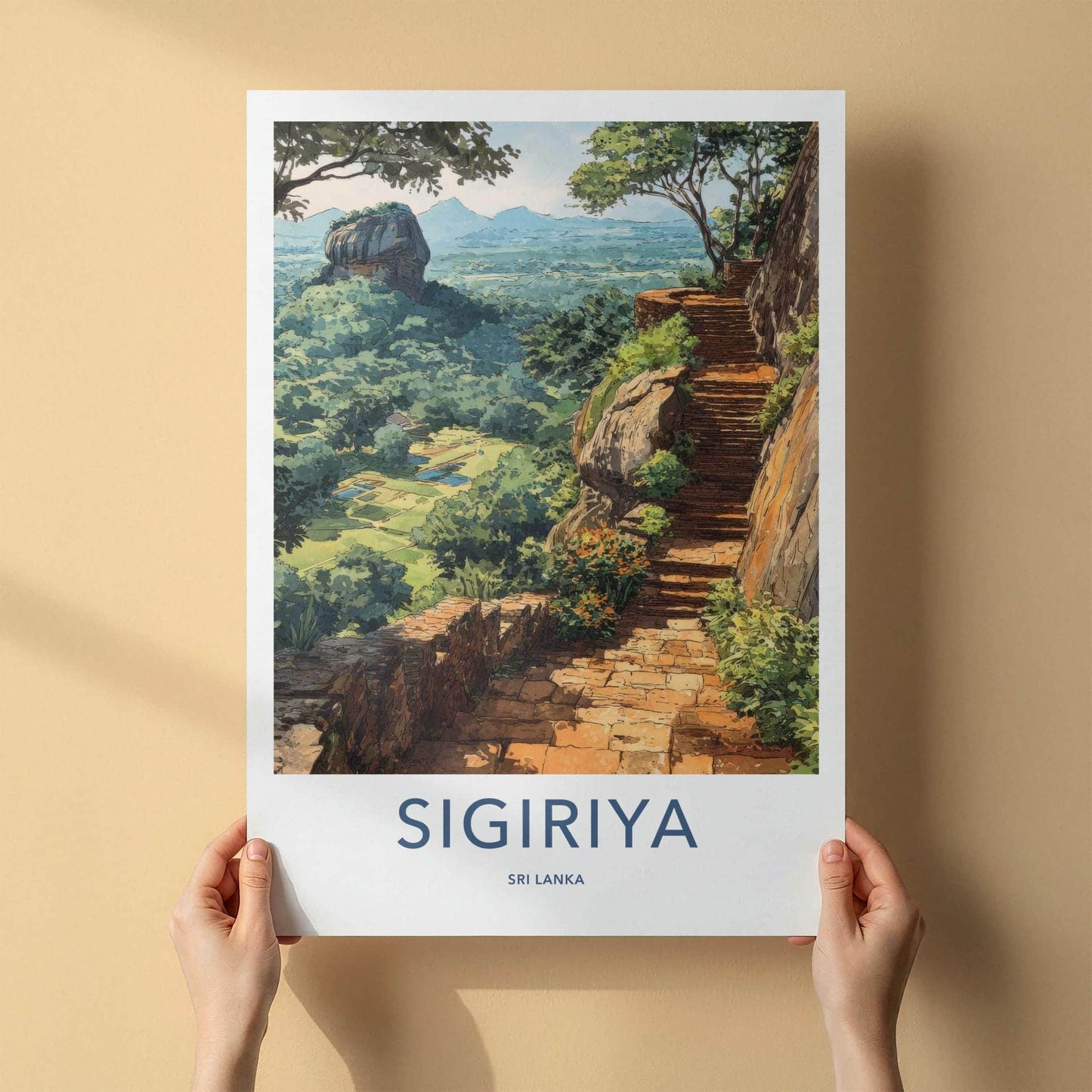 Sigiriya Poster - Sri Lanka Travel Art - Ancient Stone Steps Wall Decor
