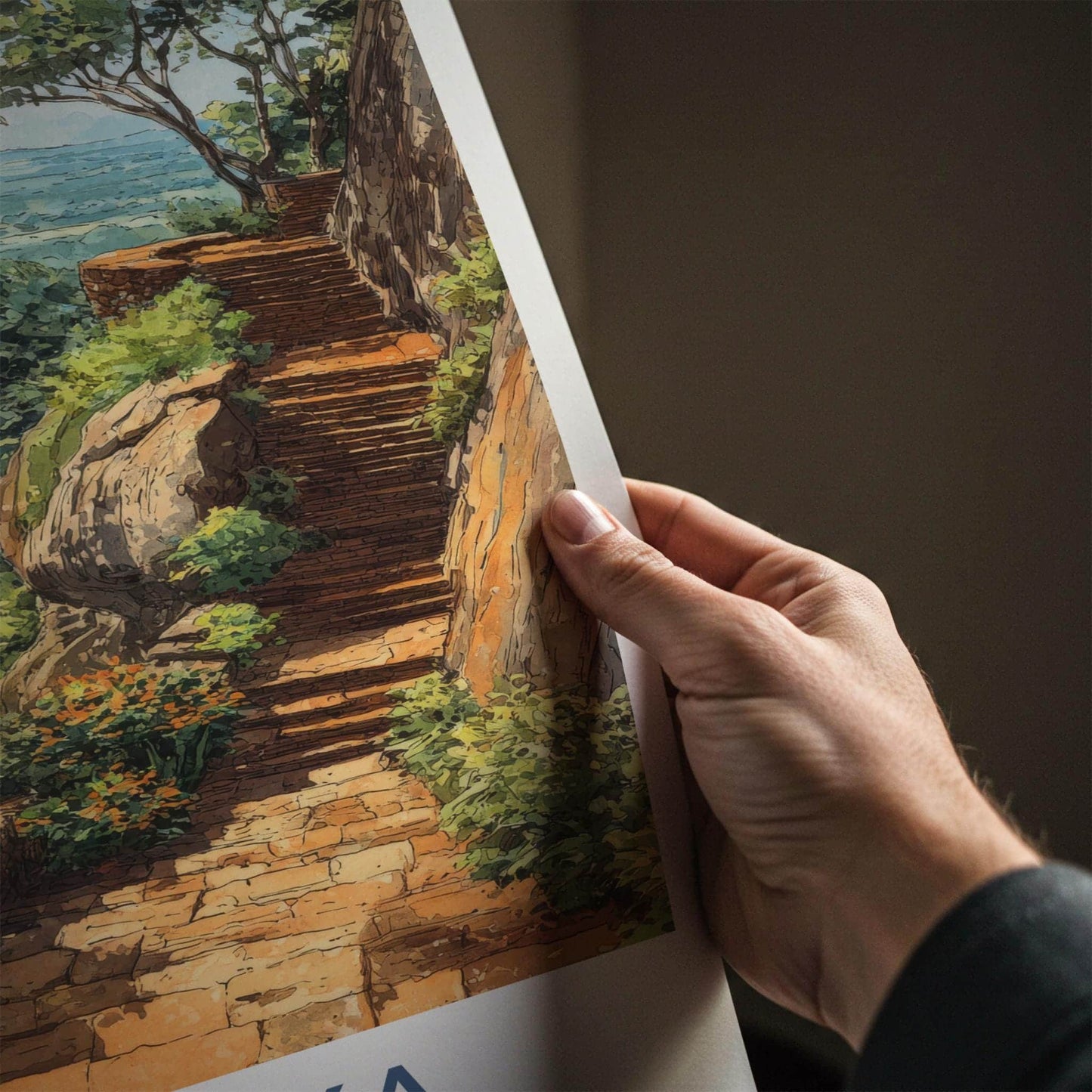 Sigiriya Poster - Sri Lanka Travel Art - Ancient Stone Steps Wall Decor