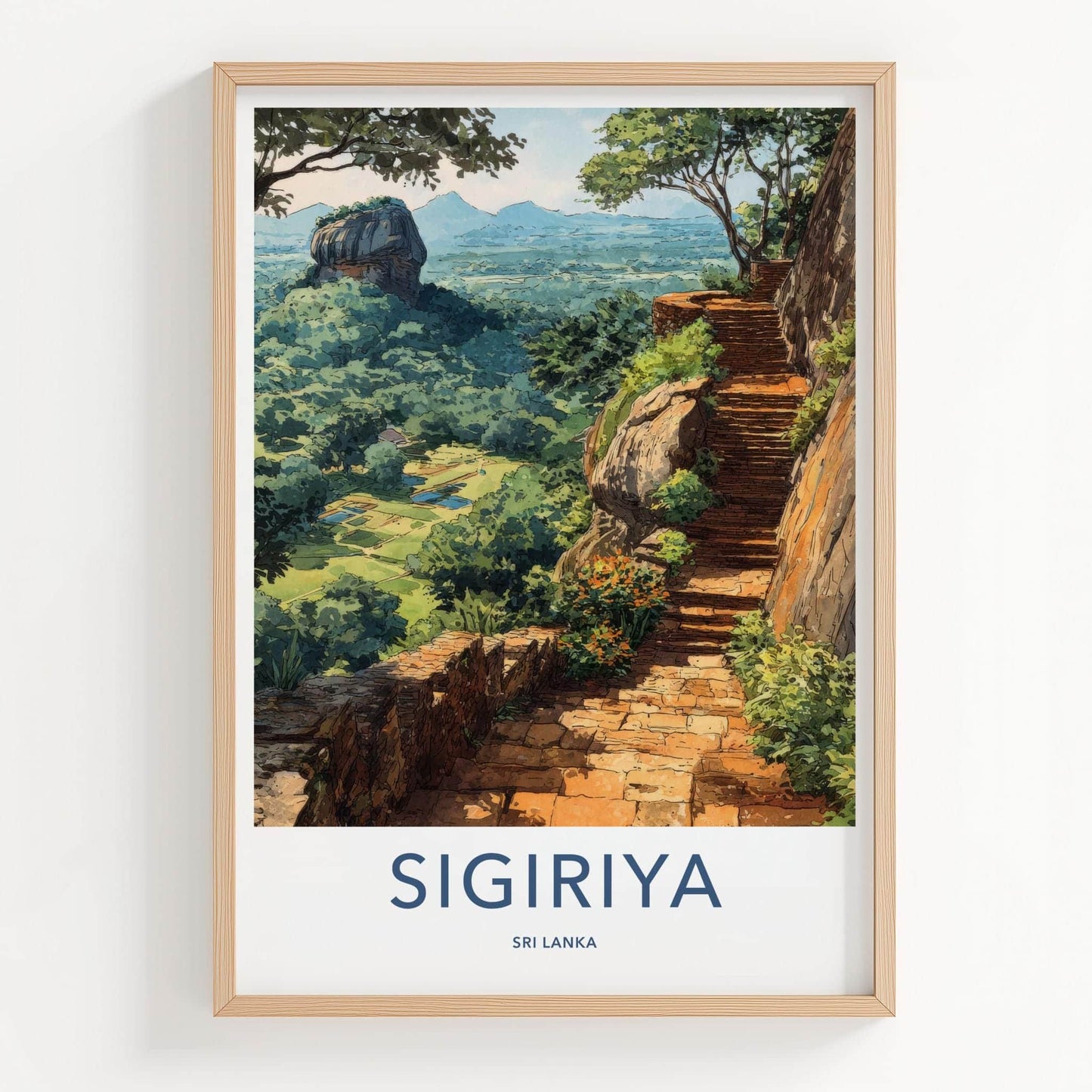 Sigiriya Poster - Sri Lanka Travel Art - Ancient Stone Steps Wall Decor