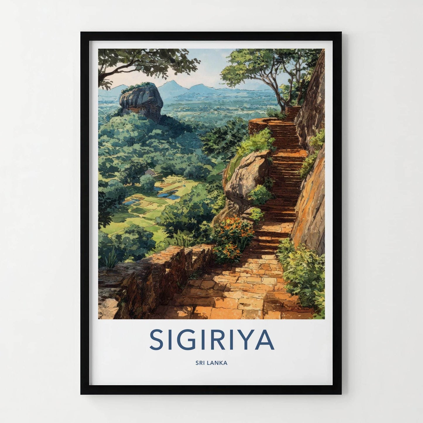 Sigiriya Poster - Sri Lanka Travel Art - Ancient Stone Steps Wall Decor