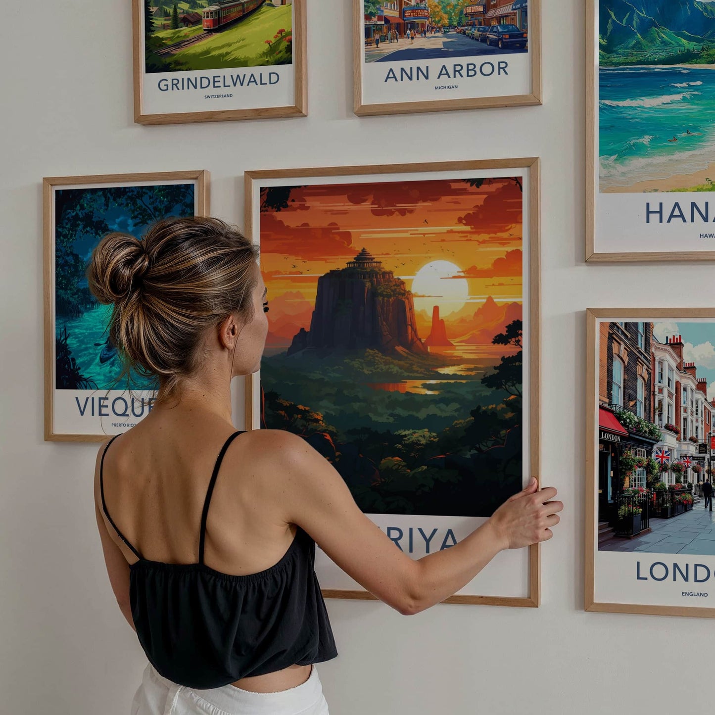 Sigiriya Poster - Sri Lanka Travel Art - Sunset Rock Fortress Home Decor