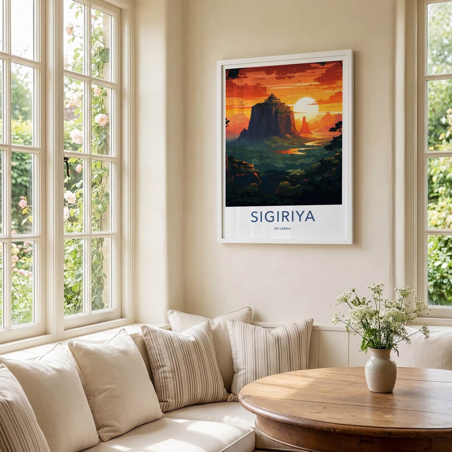 Sigiriya Poster - Sri Lanka Travel Art - Sunset Rock Fortress Home Decor
