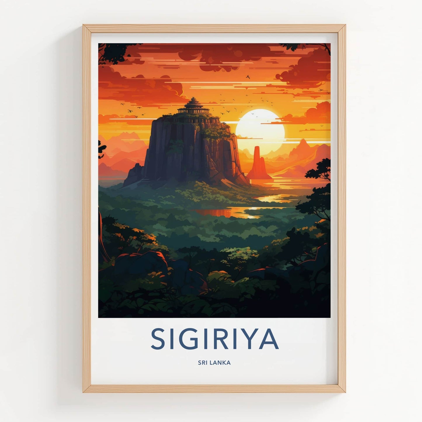 Sigiriya Poster - Sri Lanka Travel Art - Sunset Rock Fortress Home Decor