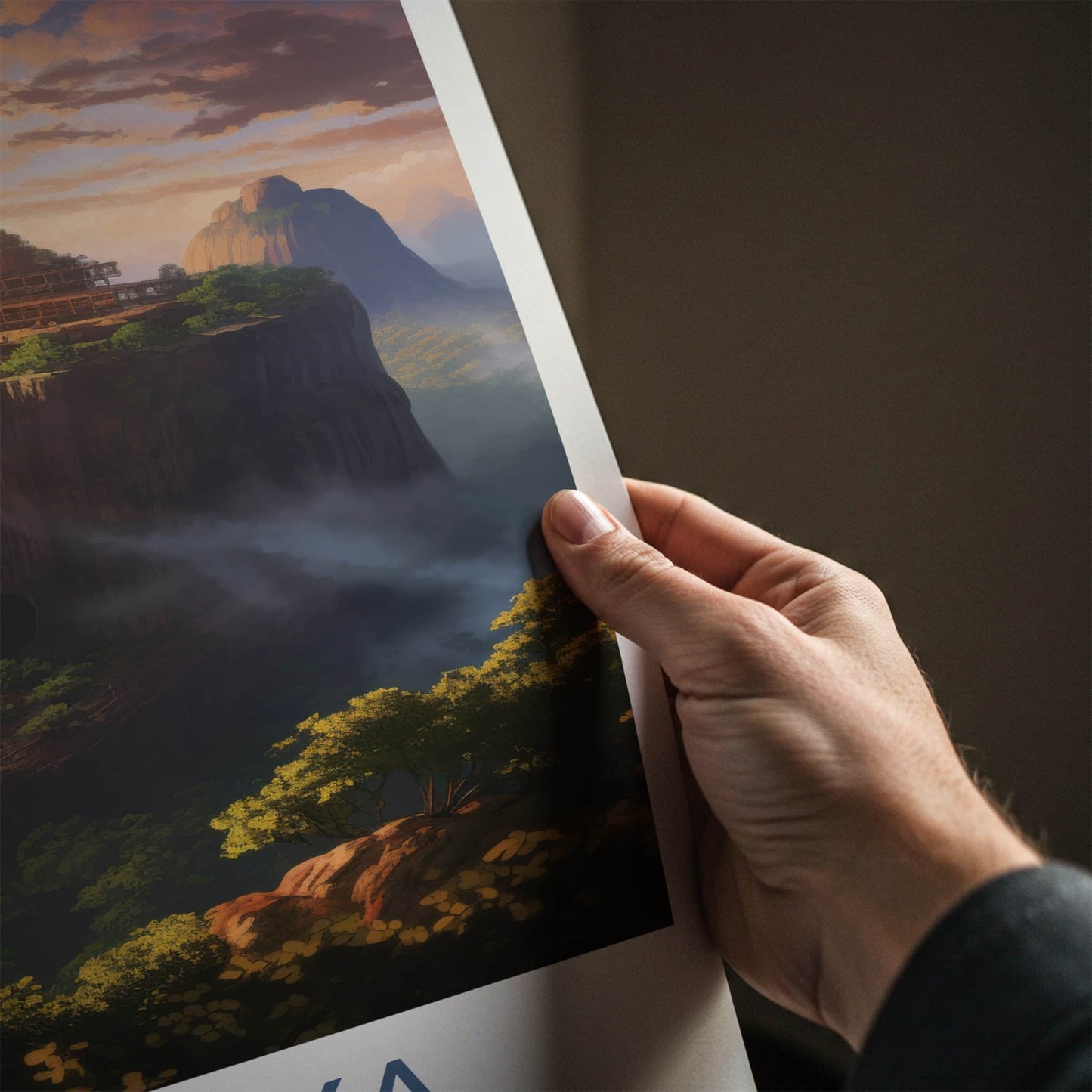 Sigiriya Poster - Sri Lanka Travel Art - Sunset Rock Fortress Home Decor