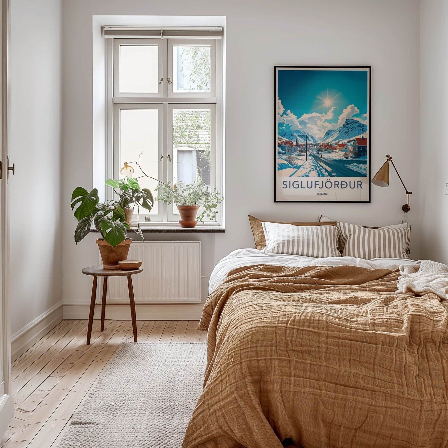 Siglufjordur Poster - Iceland Travel Art - Snowy Mountain Village Home Decor