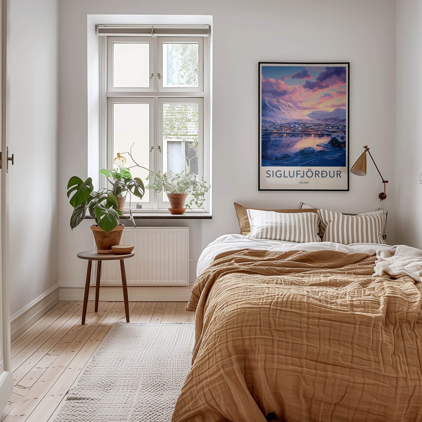 Siglufjordur Poster - Iceland Travel Art - Winter Village Fjord Home Decor