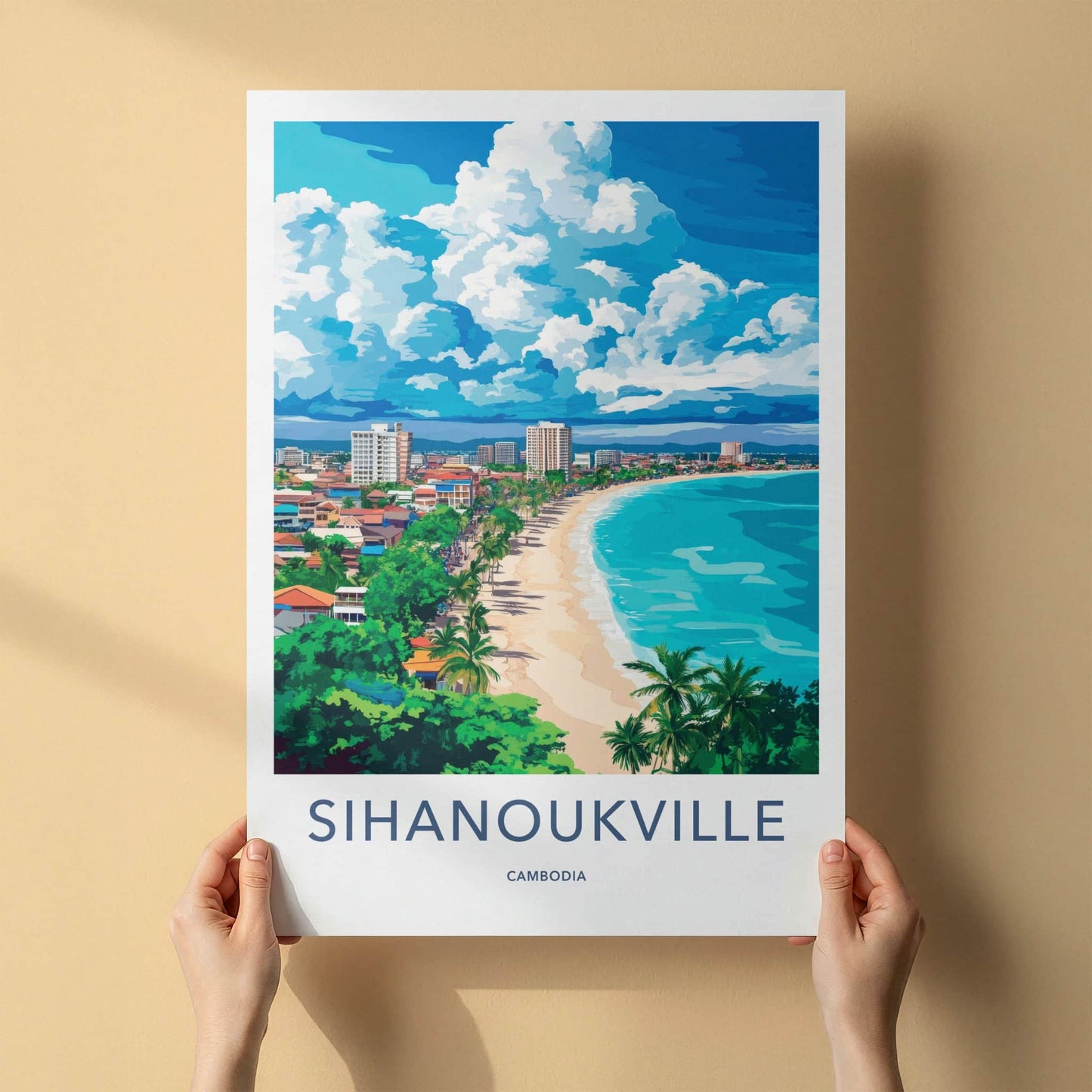 Sihanoukville Poster - Cambodia Travel Art - Coastal City Beach Home Decor