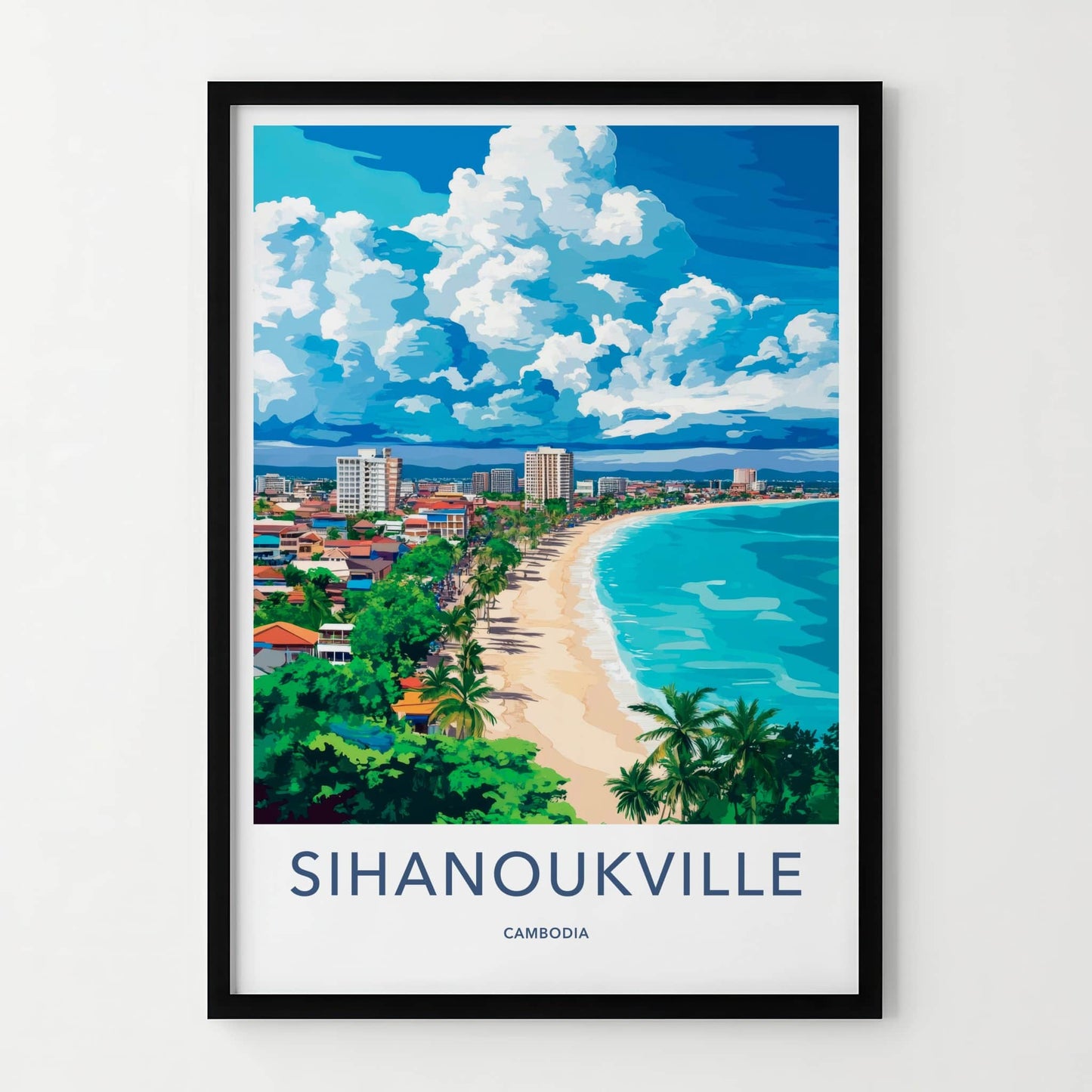 Sihanoukville Poster - Cambodia Travel Art - Coastal City Beach Home Decor