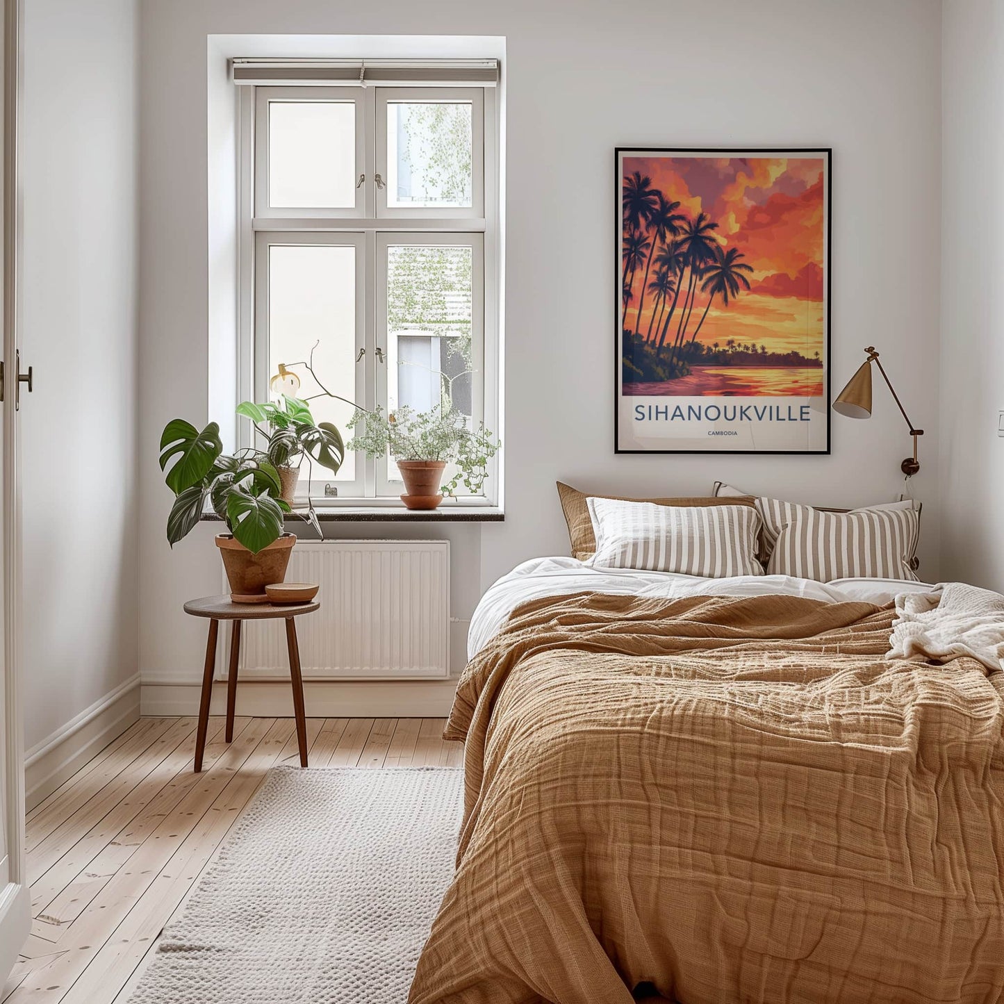 Sihanoukville Poster - Cambodia Travel Art - Fiery Beach Sunset Home Decor
