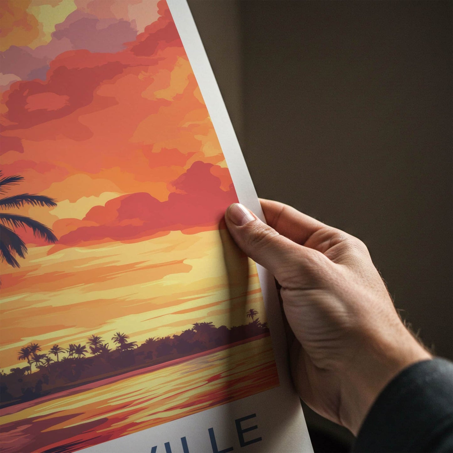 Sihanoukville Poster - Cambodia Travel Art - Fiery Beach Sunset Home Decor