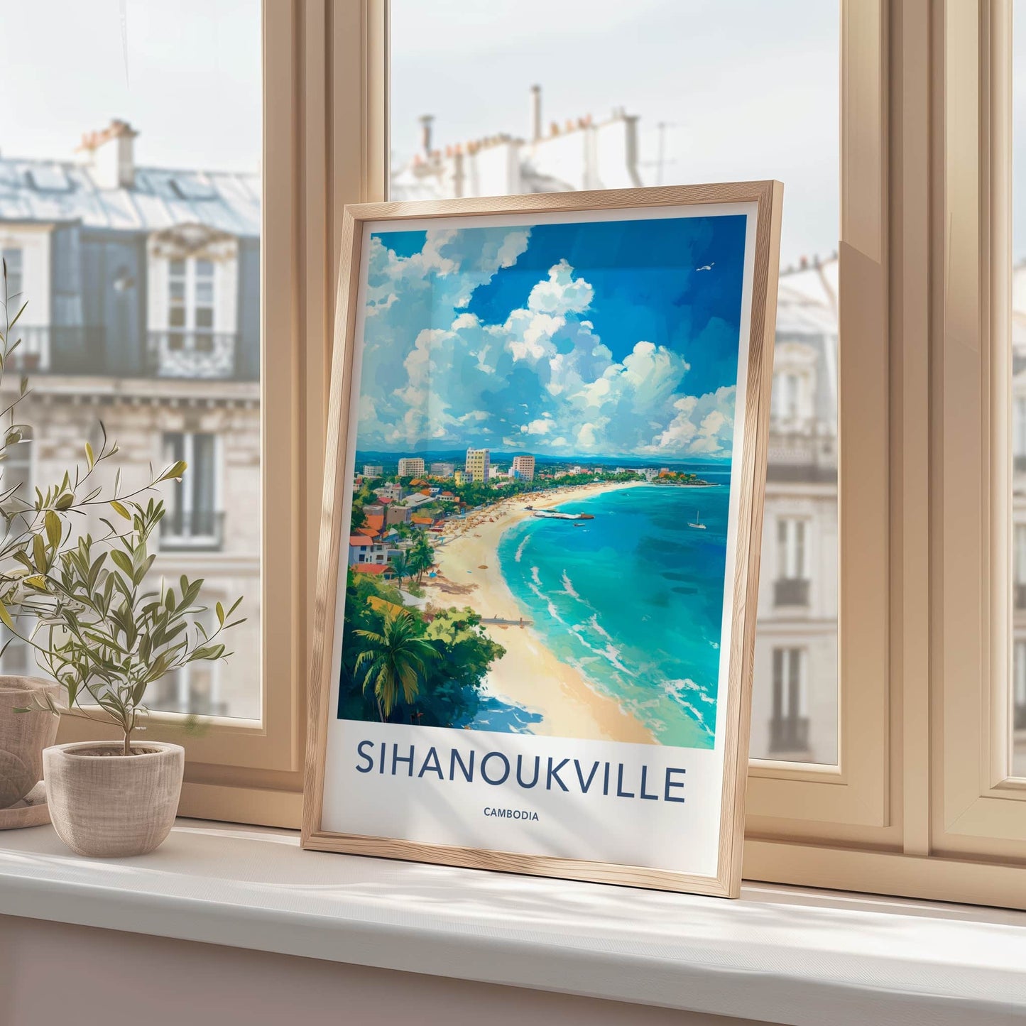 Sihanoukville Poster - Cambodia Travel Art - Sunny Coastal Beach Home Decor