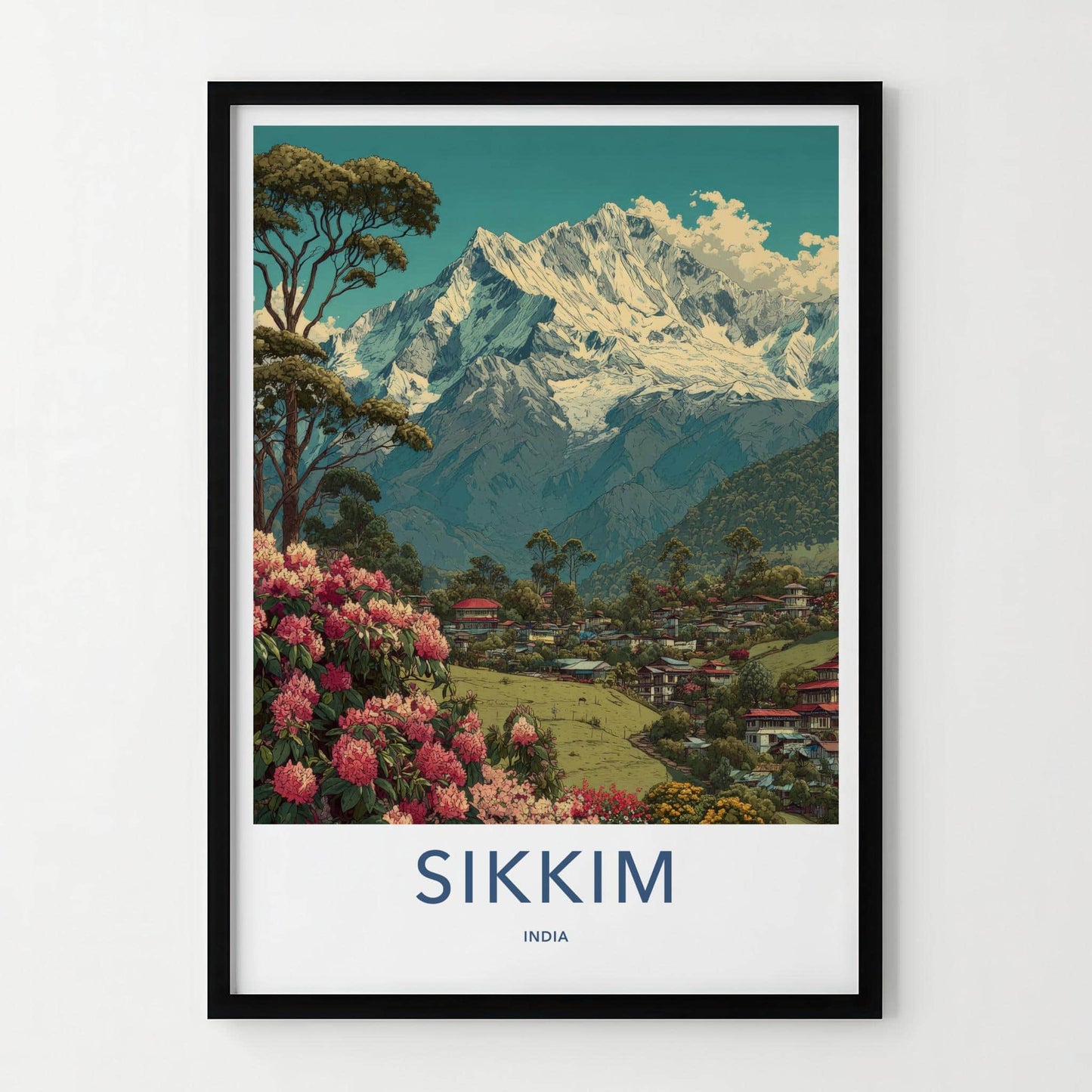 Sikkim Poster - India Travel Art - Sikkim Himalayan Scene Home Decor