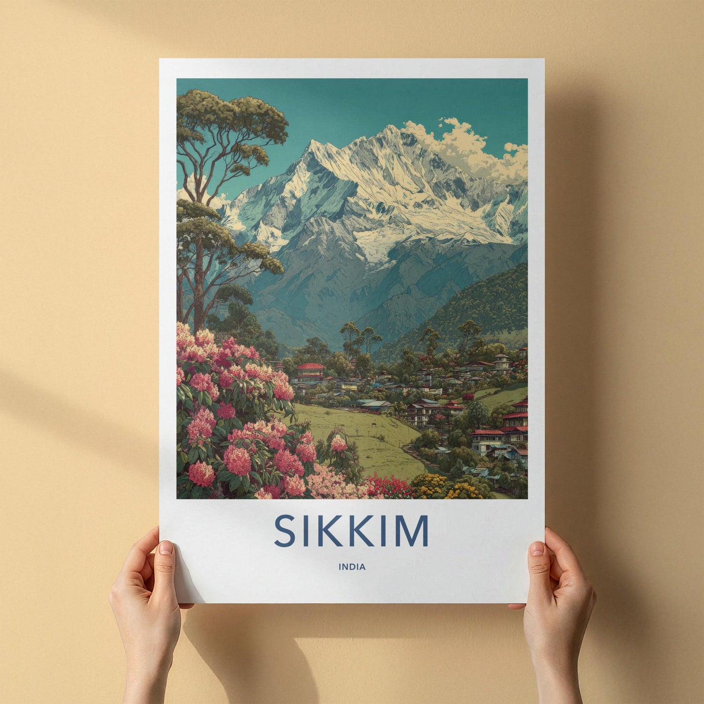 Sikkim Poster - India Travel Art - Sikkim Himalayan Scene Home Decor
