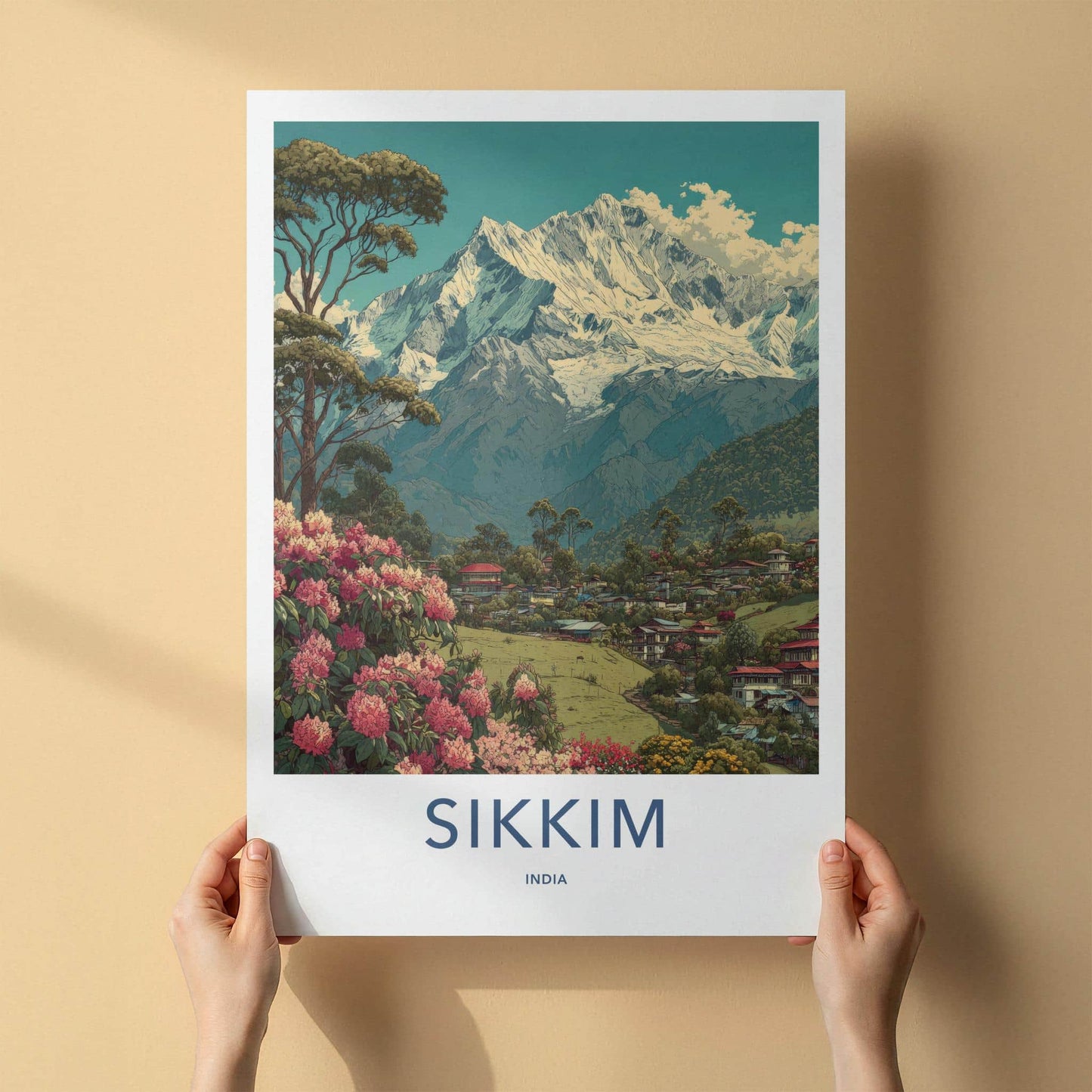Sikkim Poster - India Travel Art - Sikkim Himalayan Scene Home Decor