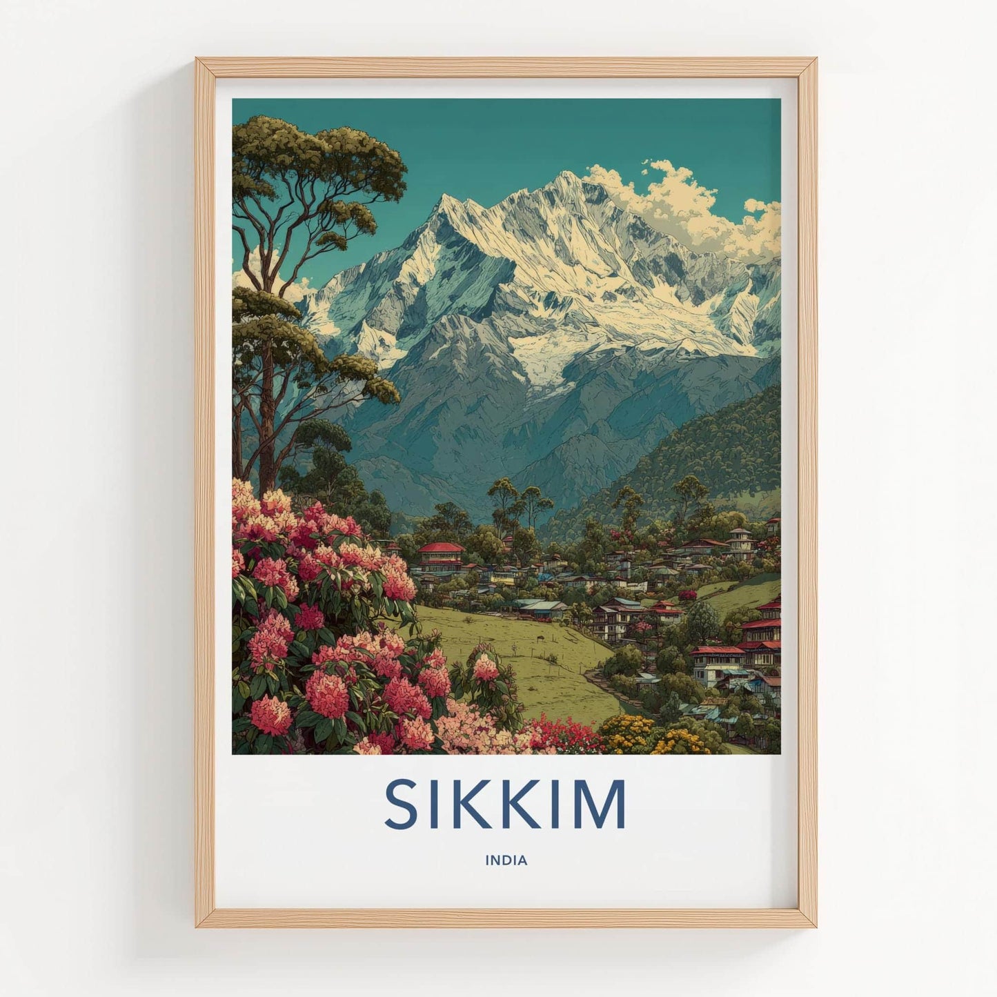 Sikkim Poster - India Travel Art - Sikkim Himalayan Scene Home Decor
