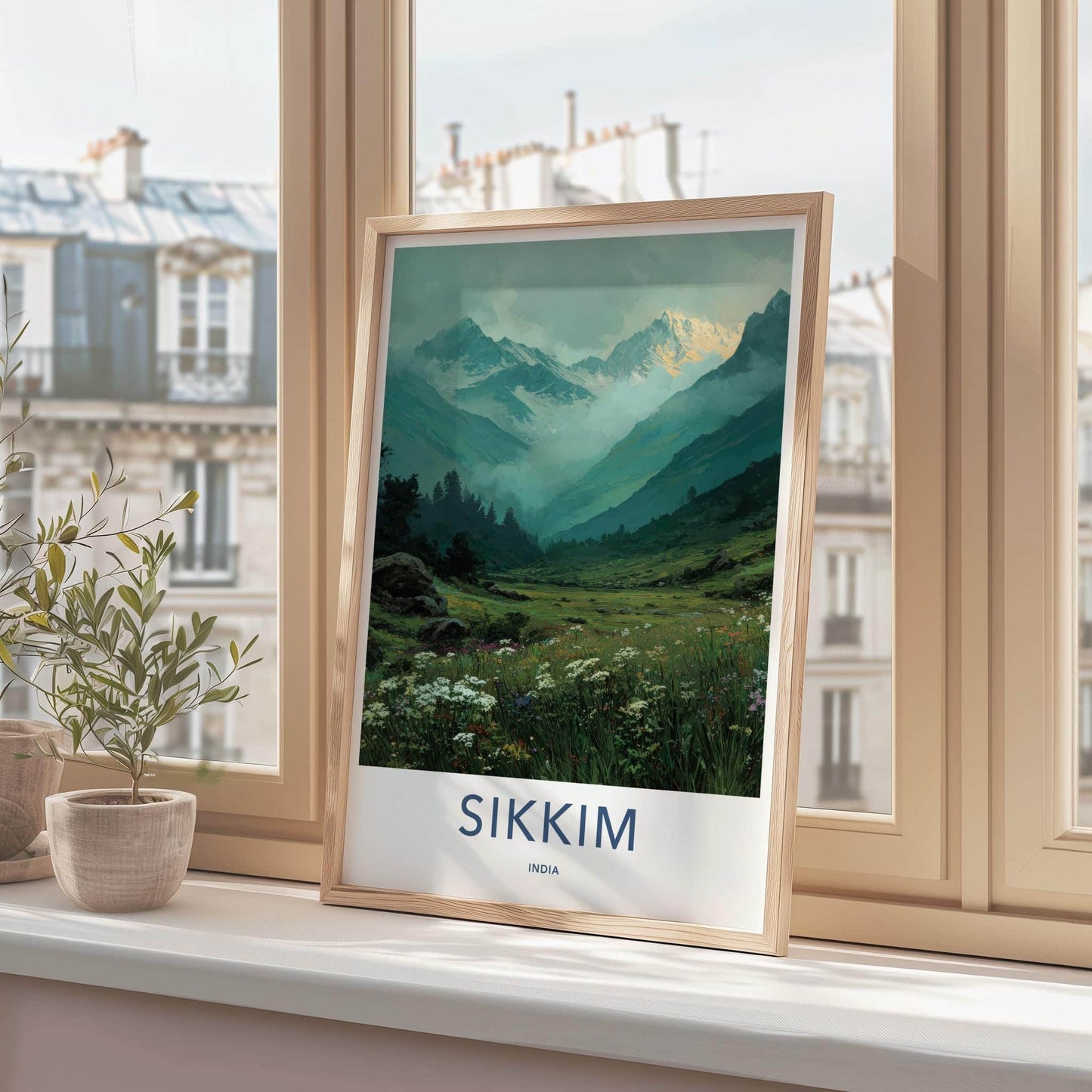 Sikkim Poster - India Travel Art - Sikkim Valley Peaks Wall Decor