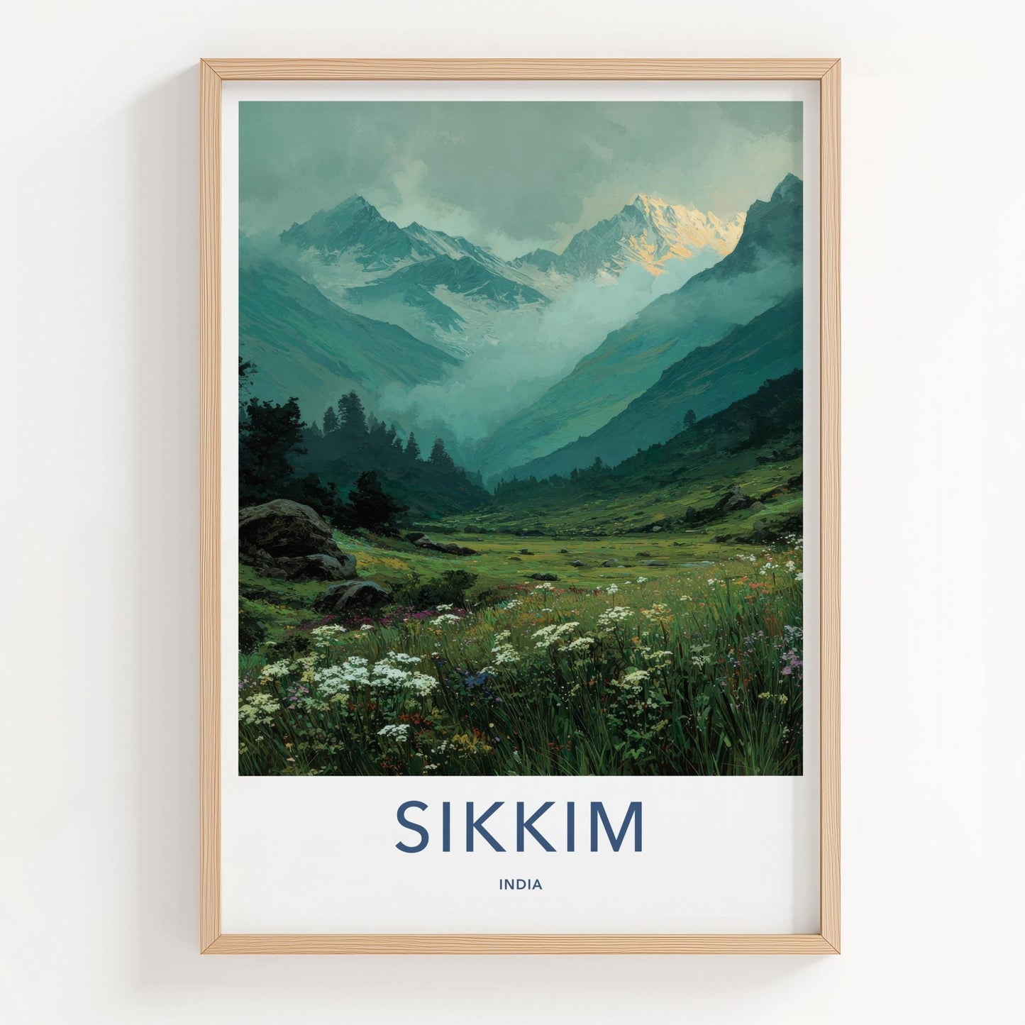 Sikkim Poster - India Travel Art - Sikkim Valley Peaks Wall Decor