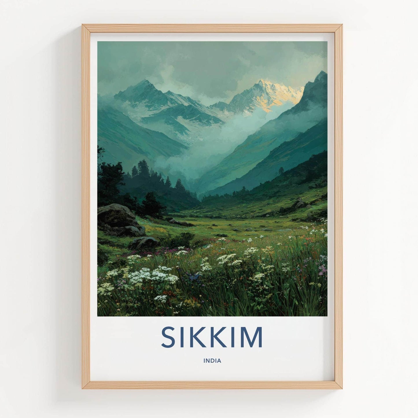 Sikkim Poster - India Travel Art - Sikkim Valley Peaks Wall Decor