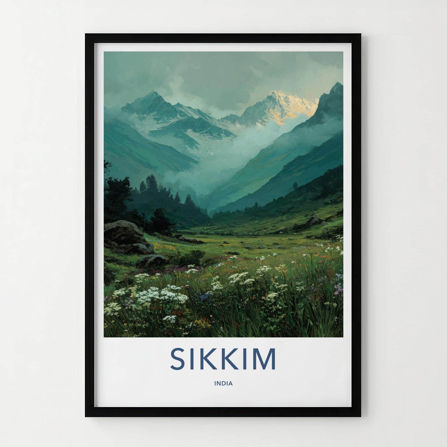 Sikkim Poster - India Travel Art - Sikkim Valley Peaks Wall Decor
