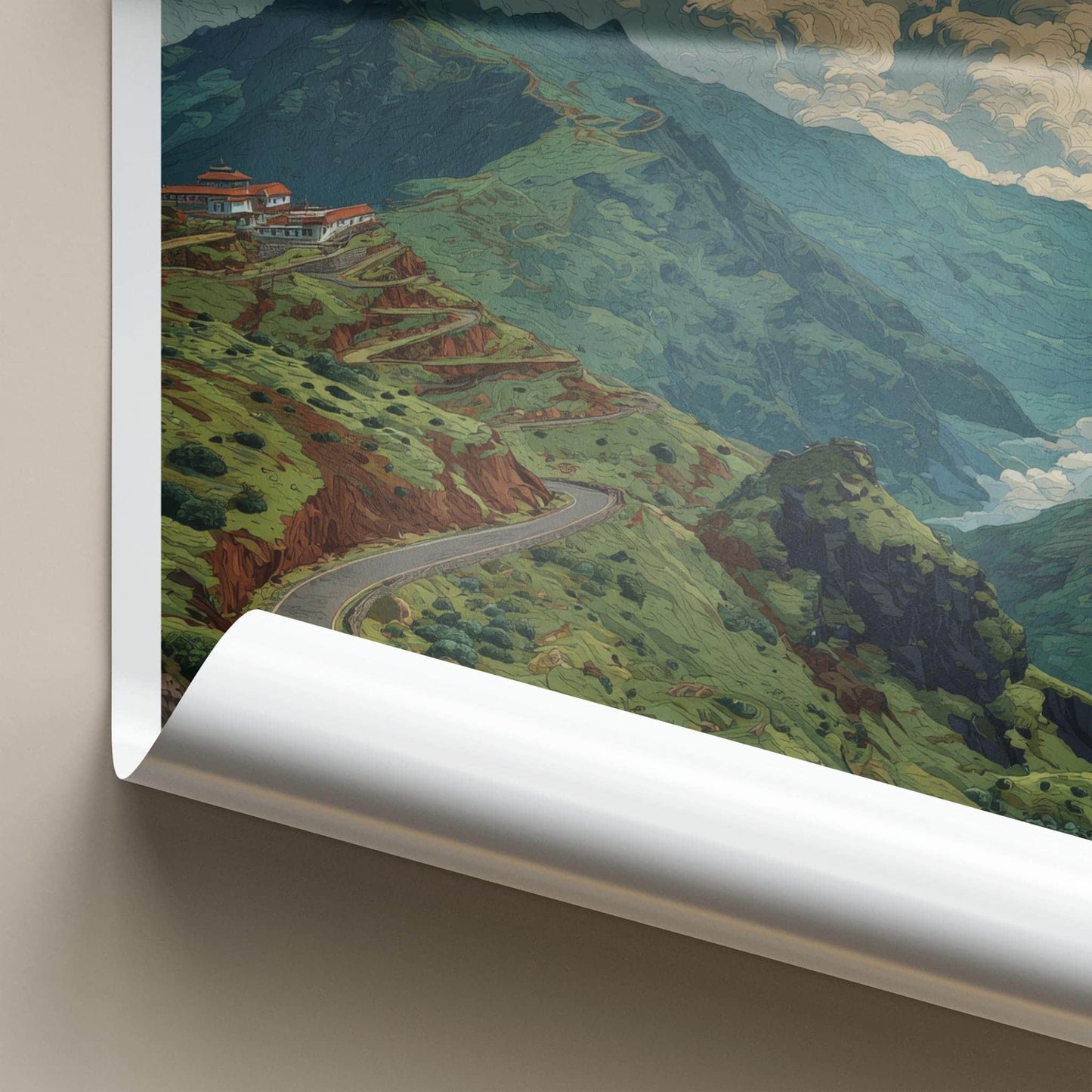 Sikkim Poster - India Travel Art - Sikkim Winding Mountain Road Home Decor