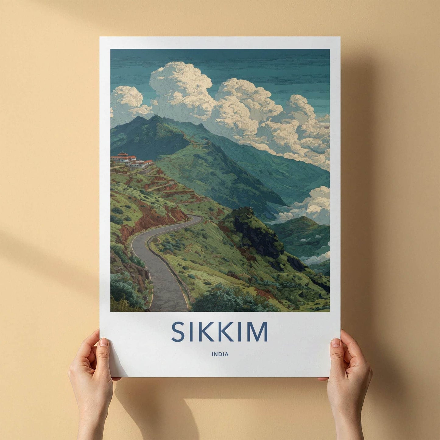 Sikkim Poster - India Travel Art - Sikkim Winding Mountain Road Home Decor