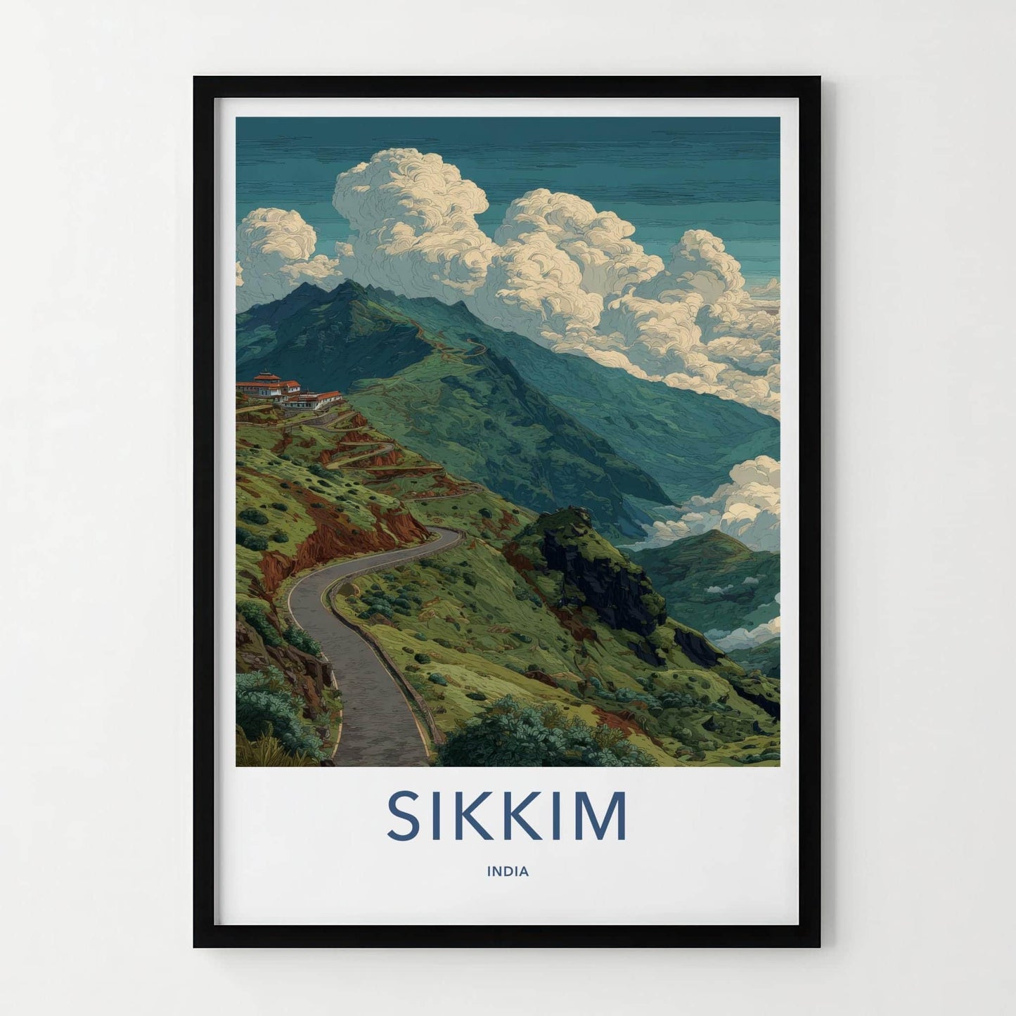 Sikkim Poster - India Travel Art - Sikkim Winding Mountain Road Home Decor
