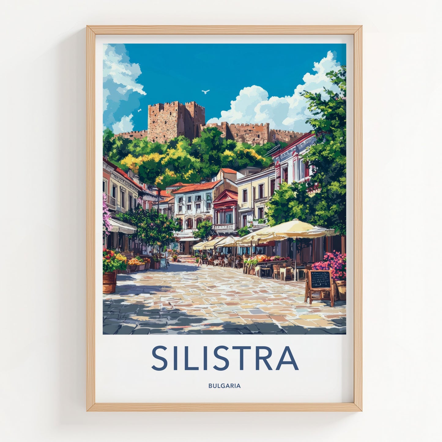Silistra Poster - Bulgaria Travel Art - Historic Cafe Square Home Decor