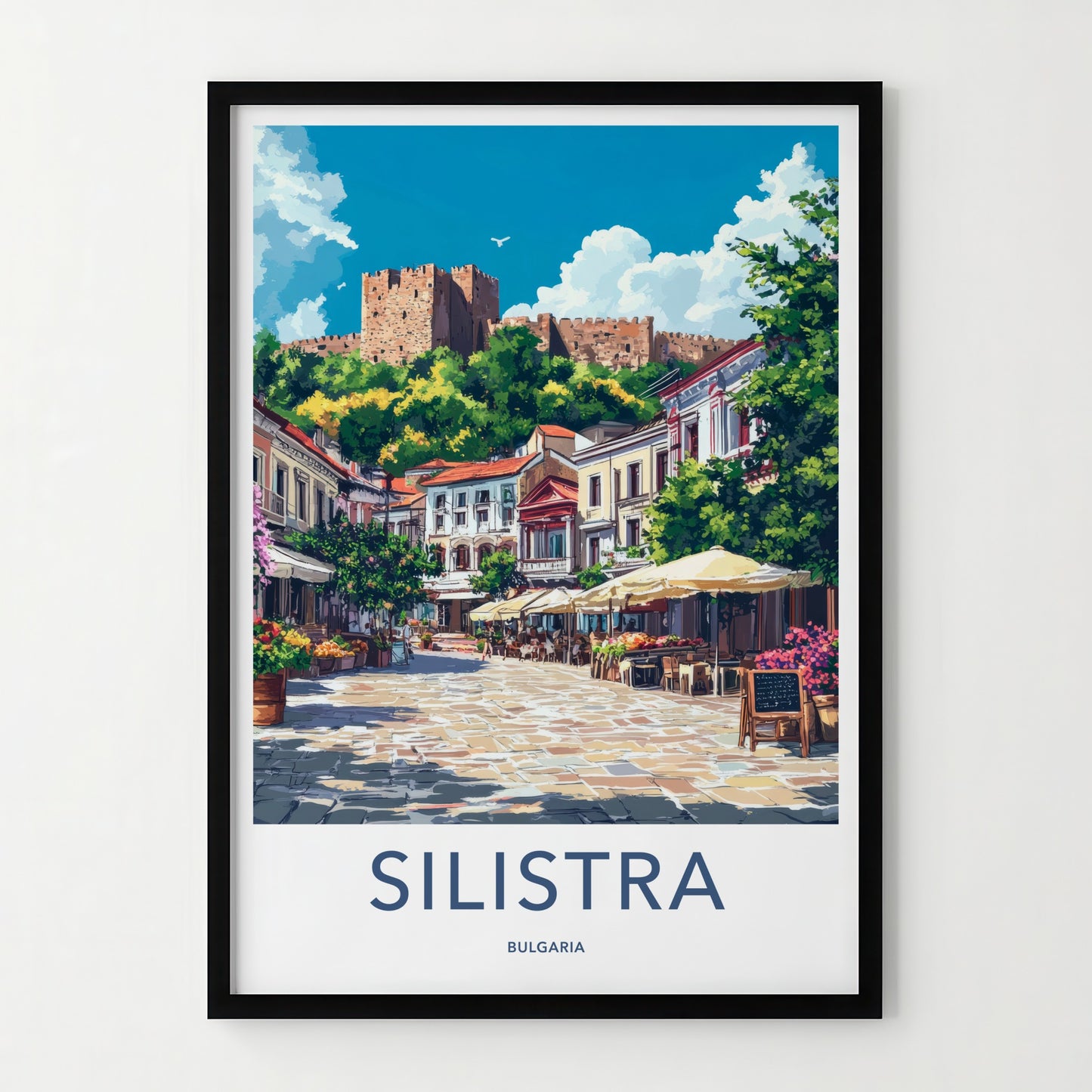 Silistra Poster - Bulgaria Travel Art - Historic Cafe Square Home Decor