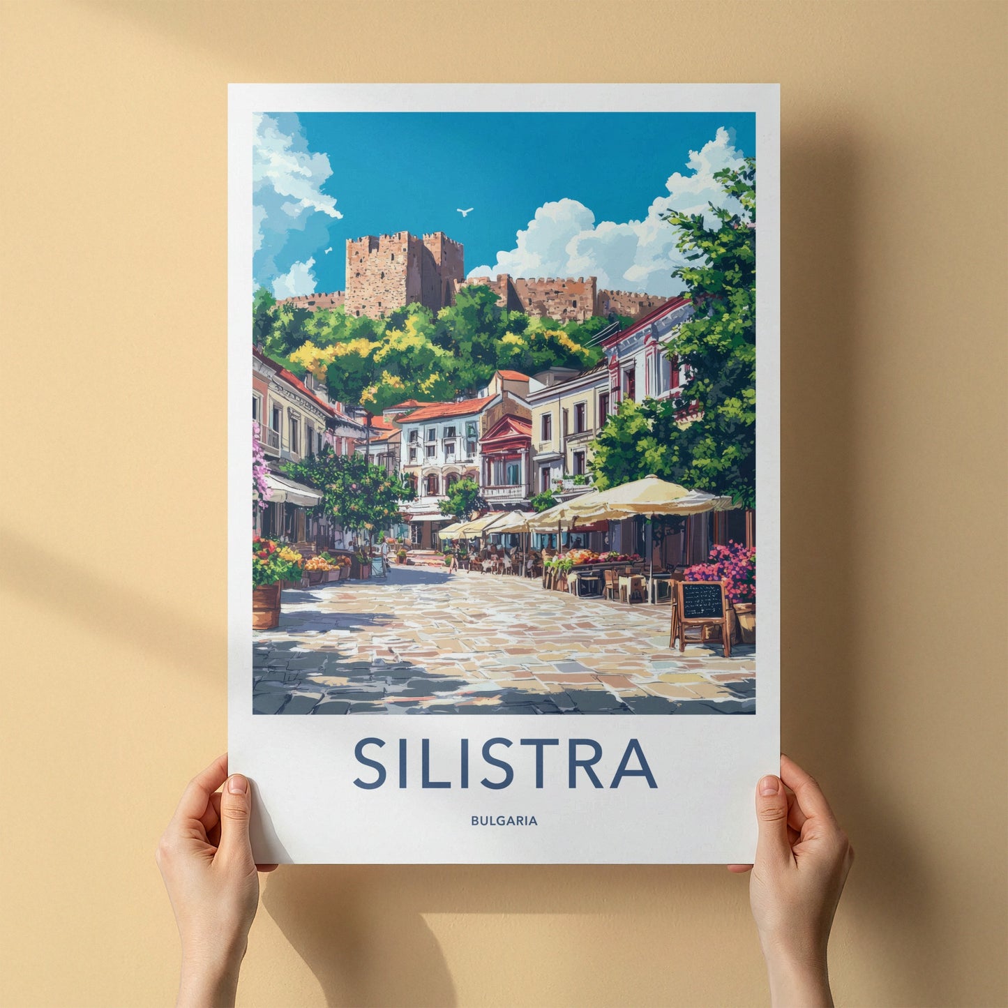 Silistra Poster - Bulgaria Travel Art - Historic Cafe Square Home Decor
