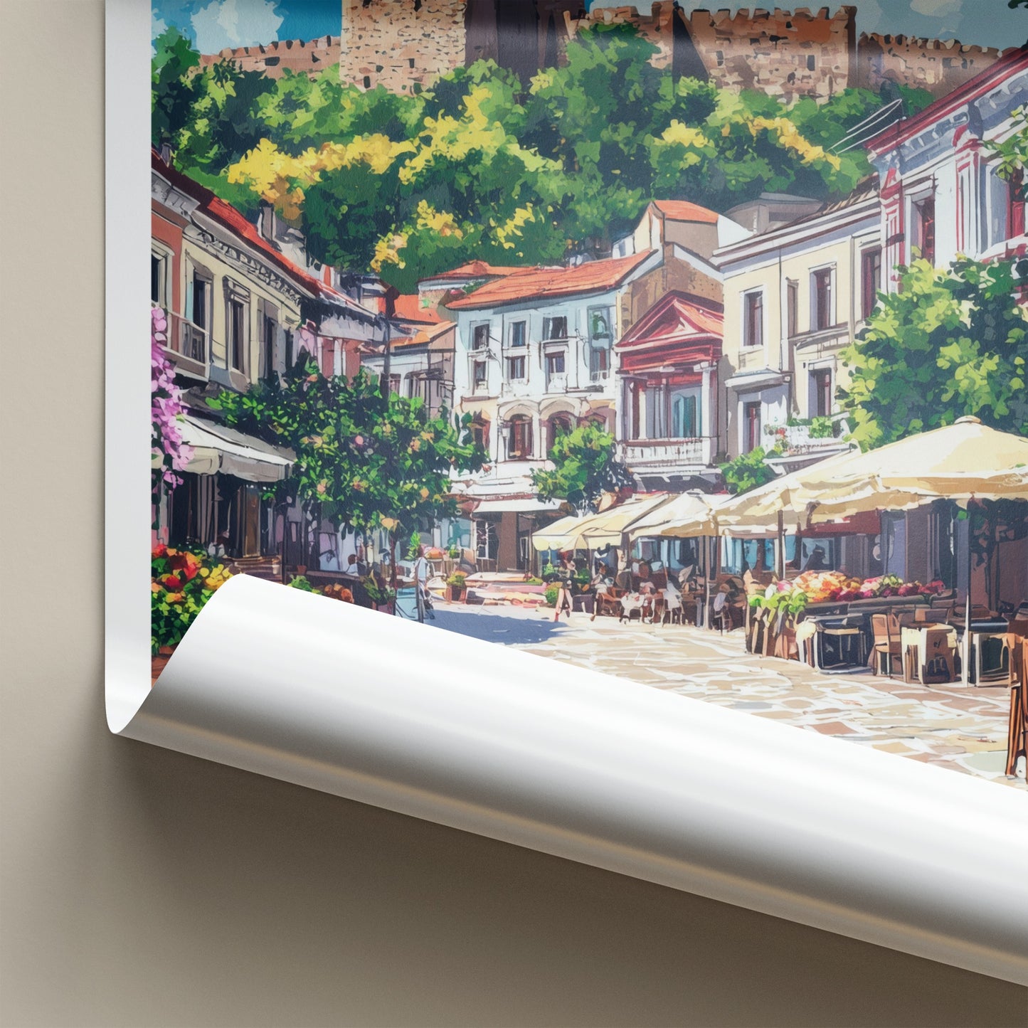 Silistra Poster - Bulgaria Travel Art - Historic Cafe Square Home Decor