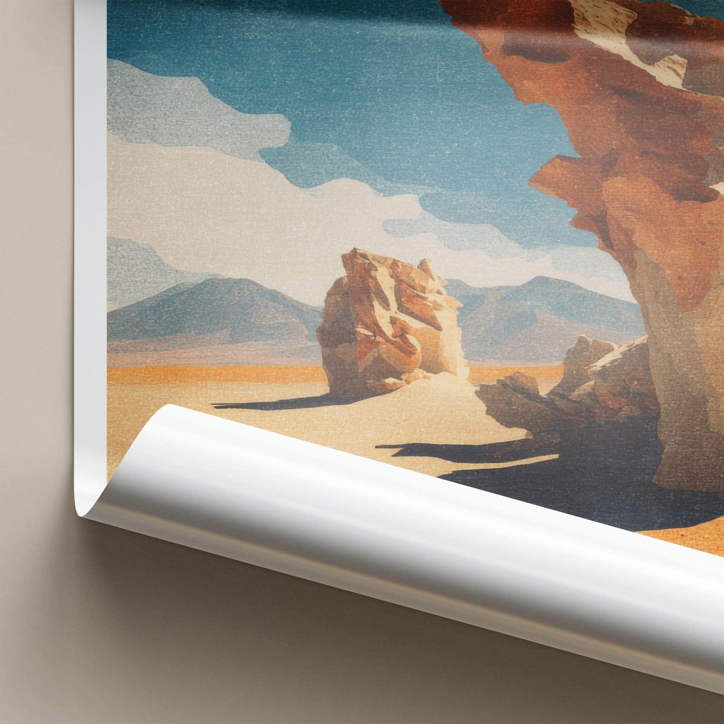 Siloli Desert Poster - Bolivia Travel Art - Dramatic Desert Rocks Home Decor
